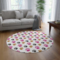 Pet Lover Paw Print Round Rug Perfect Gift for Dog and Cat Owner add Charm to Your Home Decor, Housewarming Gift Newlywed New House Rug - MRSBYVALLE