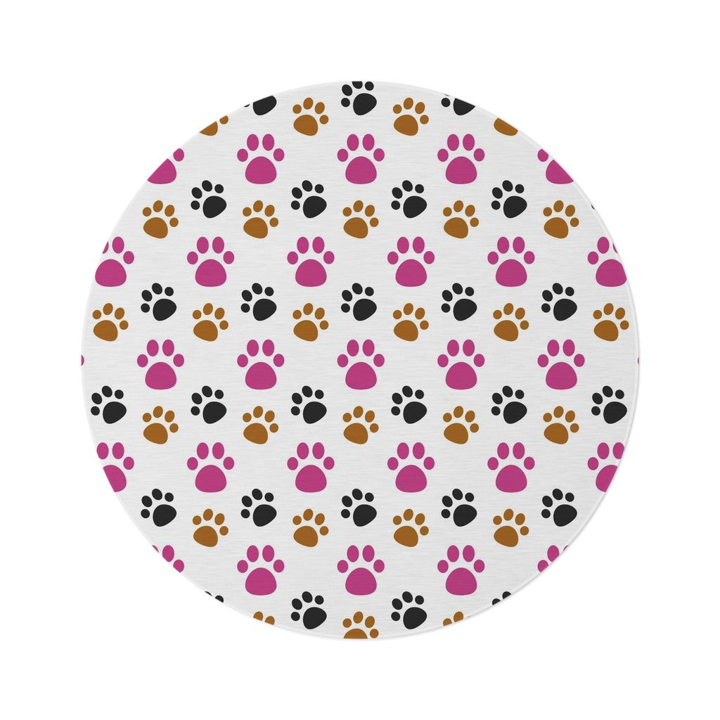 Pet Lover Paw Print Round Rug Perfect Gift for Dog and Cat Owner add Charm to Your Home Decor, Housewarming Gift Newlywed New House Rug - MRSBYVALLE