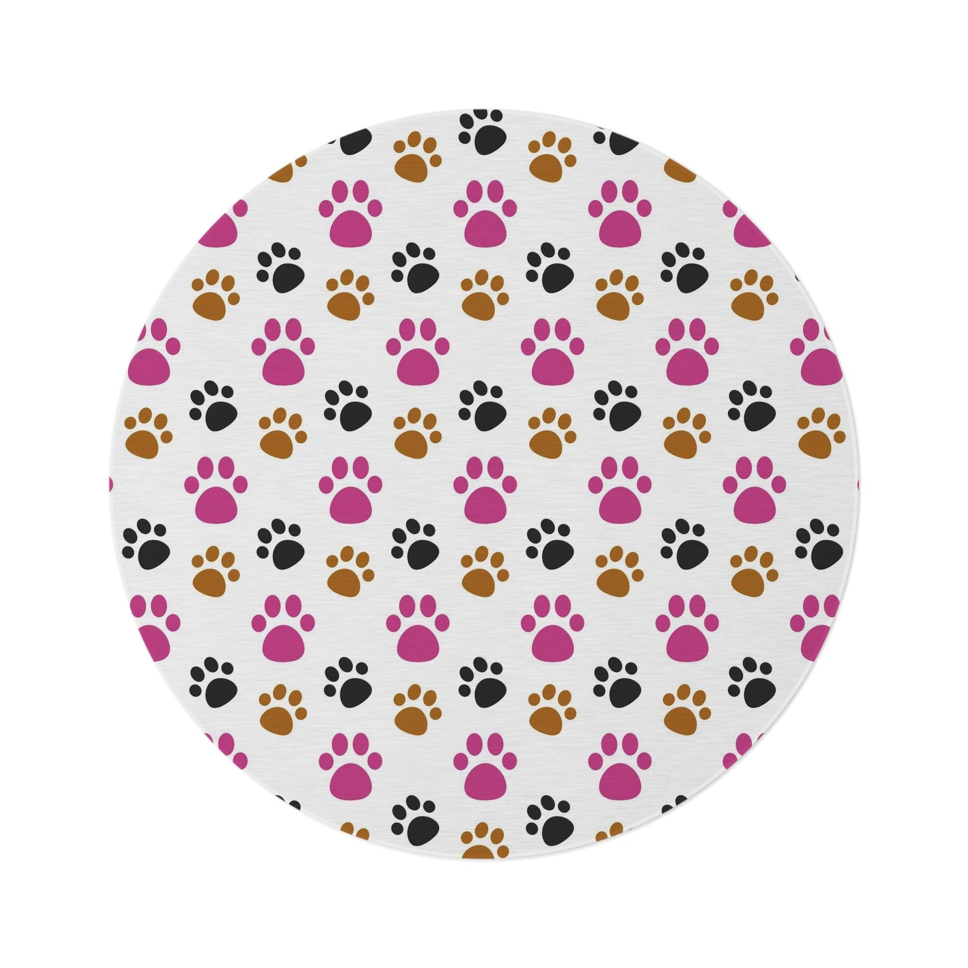 Pet Lover Paw Print Round Rug Perfect Gift for Dog and Cat Owner add Charm to Your Home Decor, Housewarming Gift Newlywed New House Rug - MRSBYVALLE