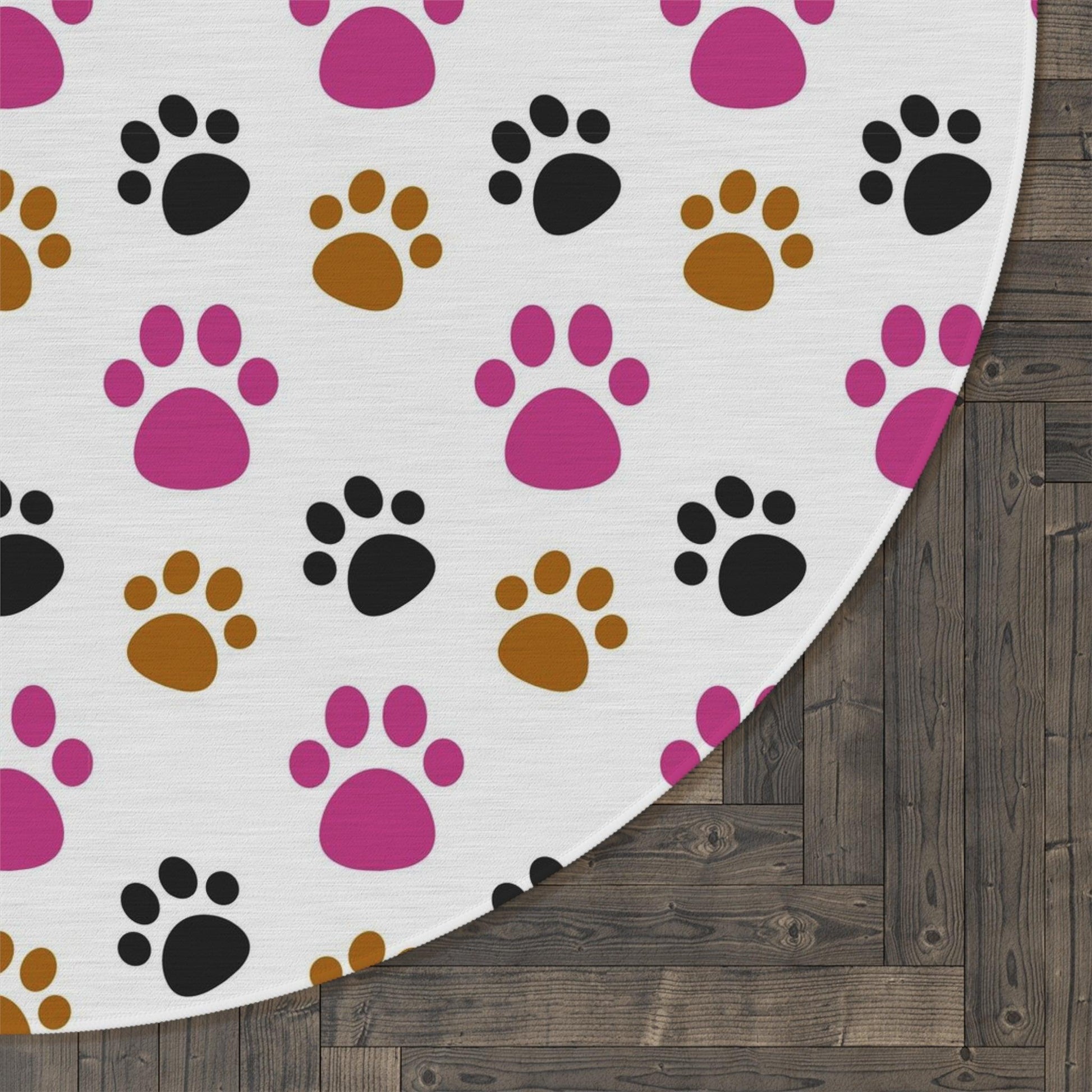 Pet Lover Paw Print Round Rug Perfect Gift for Dog and Cat Owner add Charm to Your Home Decor, Housewarming Gift Newlywed New House Rug - MRSBYVALLE