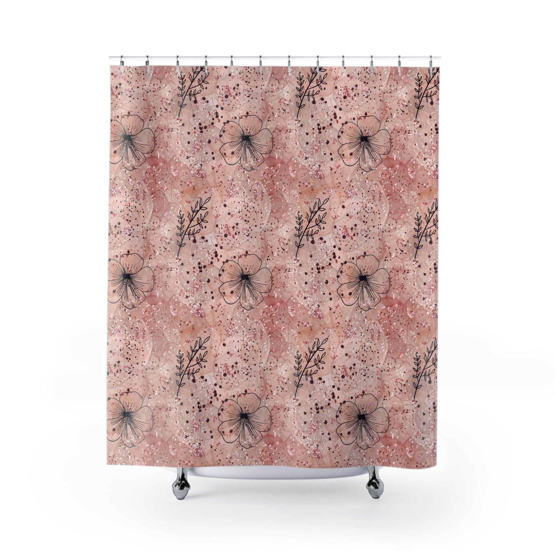 Pink BOHO Cottagecore Flowers Shower Curtain Nature-Inspired Elegance for Your Bathroom Oasis Housewarming New House Gift Newlywed Wedding Gift - MRSBYVALLE
