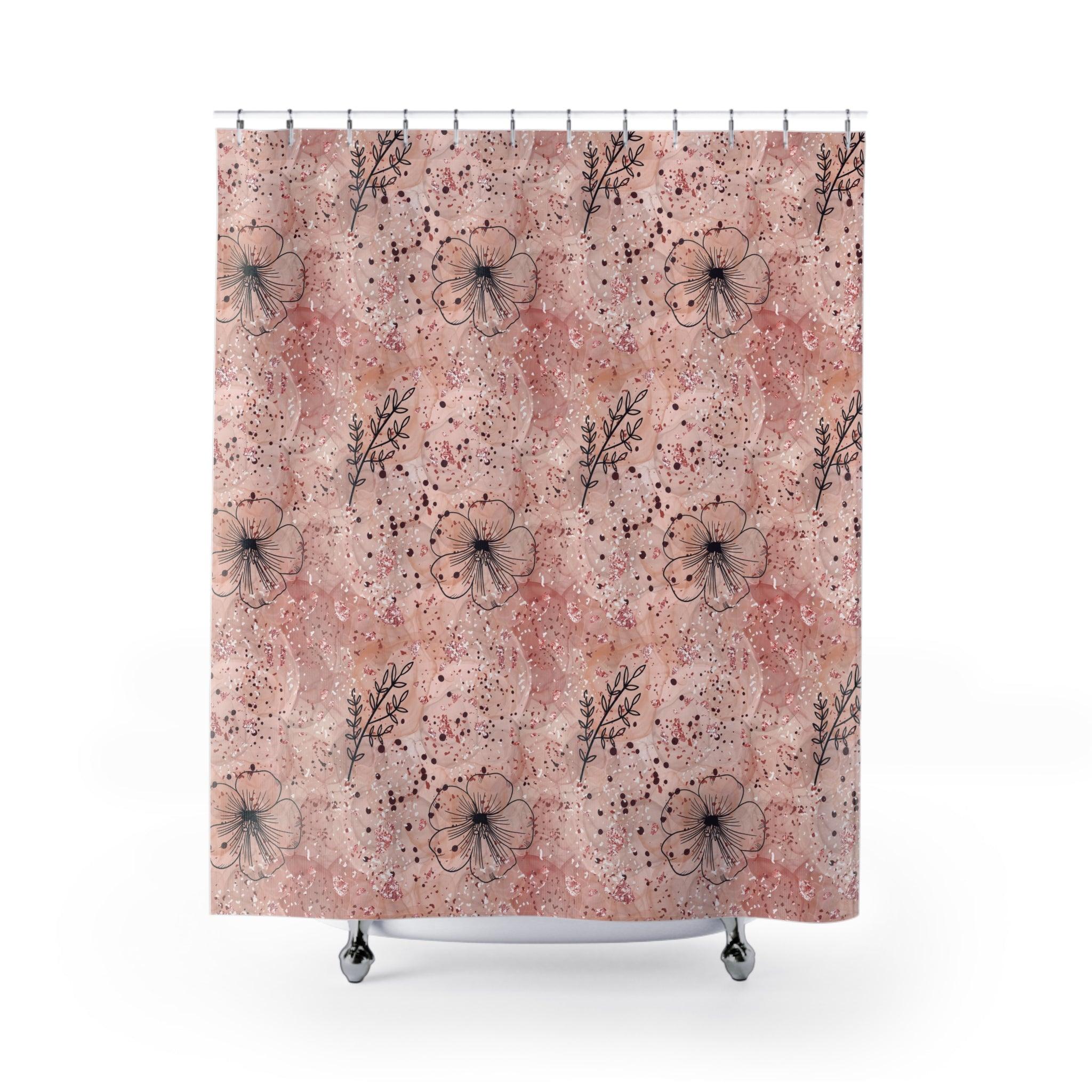 Pink BOHO Cottagecore Flowers Shower Curtain Nature-Inspired Elegance for Your Bathroom Oasis Housewarming New House Gift Newlywed Wedding Gift - MRSBYVALLE