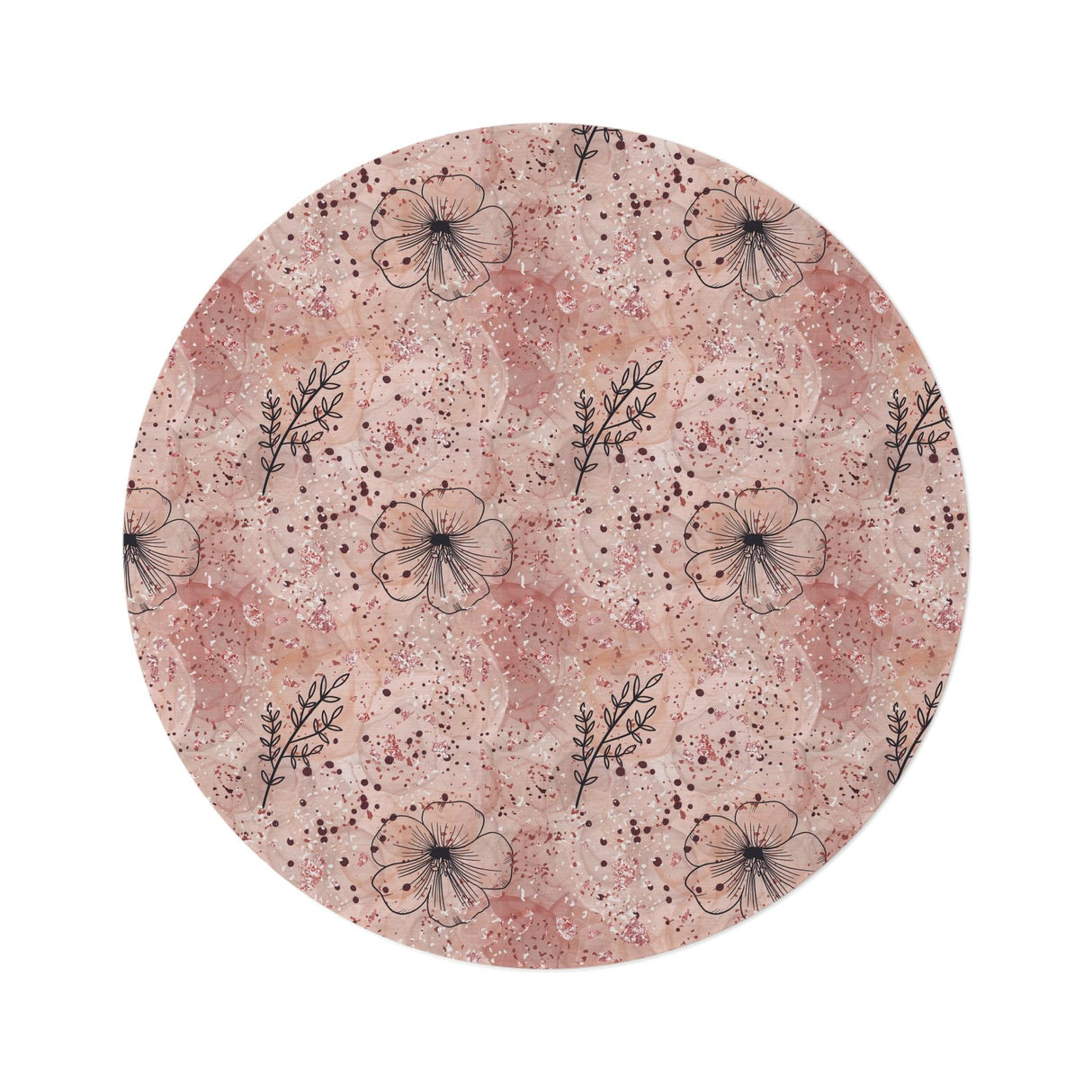 Pink Boho Cottagecore Round Rug (60x60) Whimsical Earthy Floor Decor Your Home Decor, Housewarming Gift Newlywed New House Rug interior Designer - MRSBYVALLE