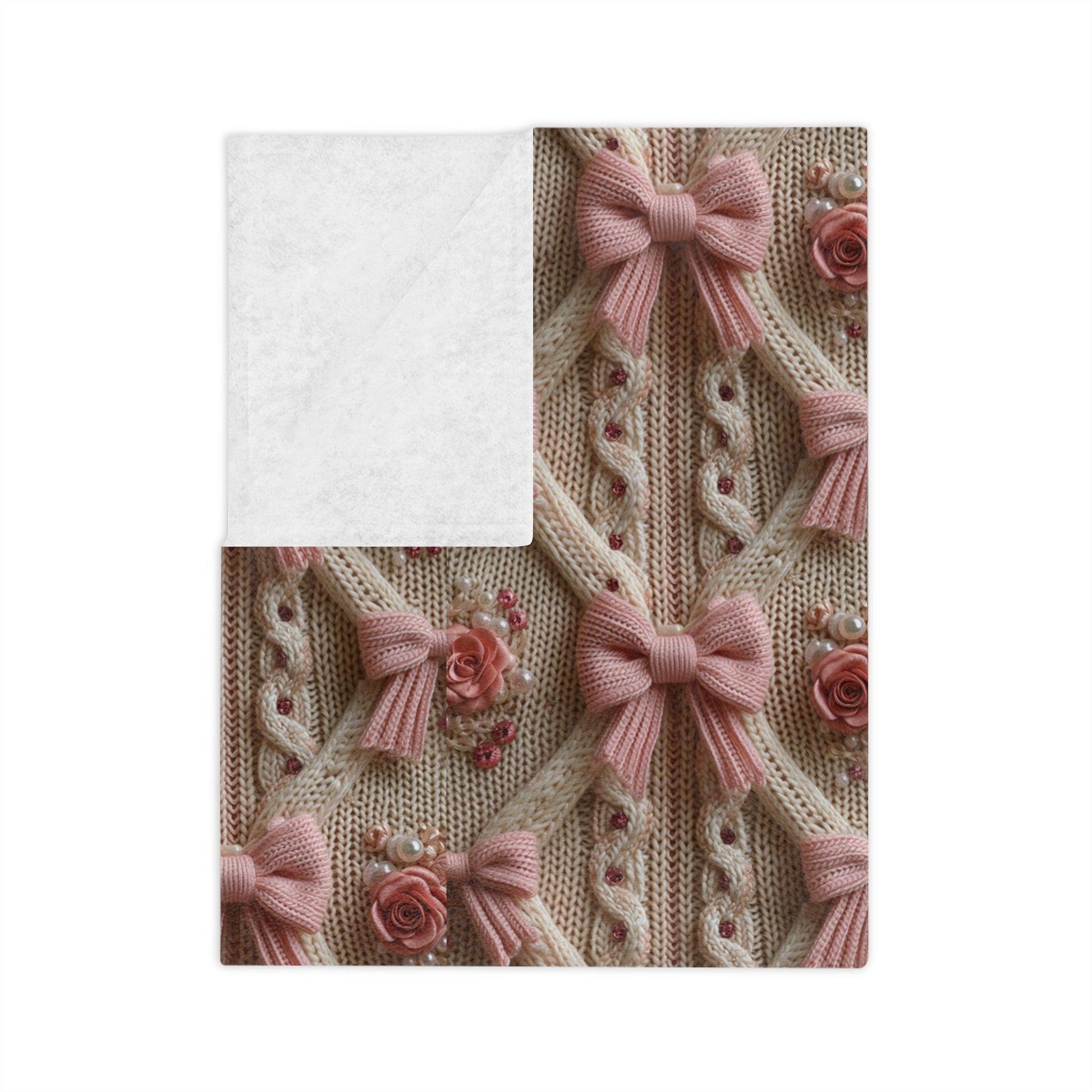 Pink Bow 3D Illusion Velveteen Microfiber Blanket Pink Dreams 3D Illusion Floral Velveteen Microfiber Blanket Luxurious Comfort Meets Enchanting Design Housewarming Gift Throw - MRSBYVALLE