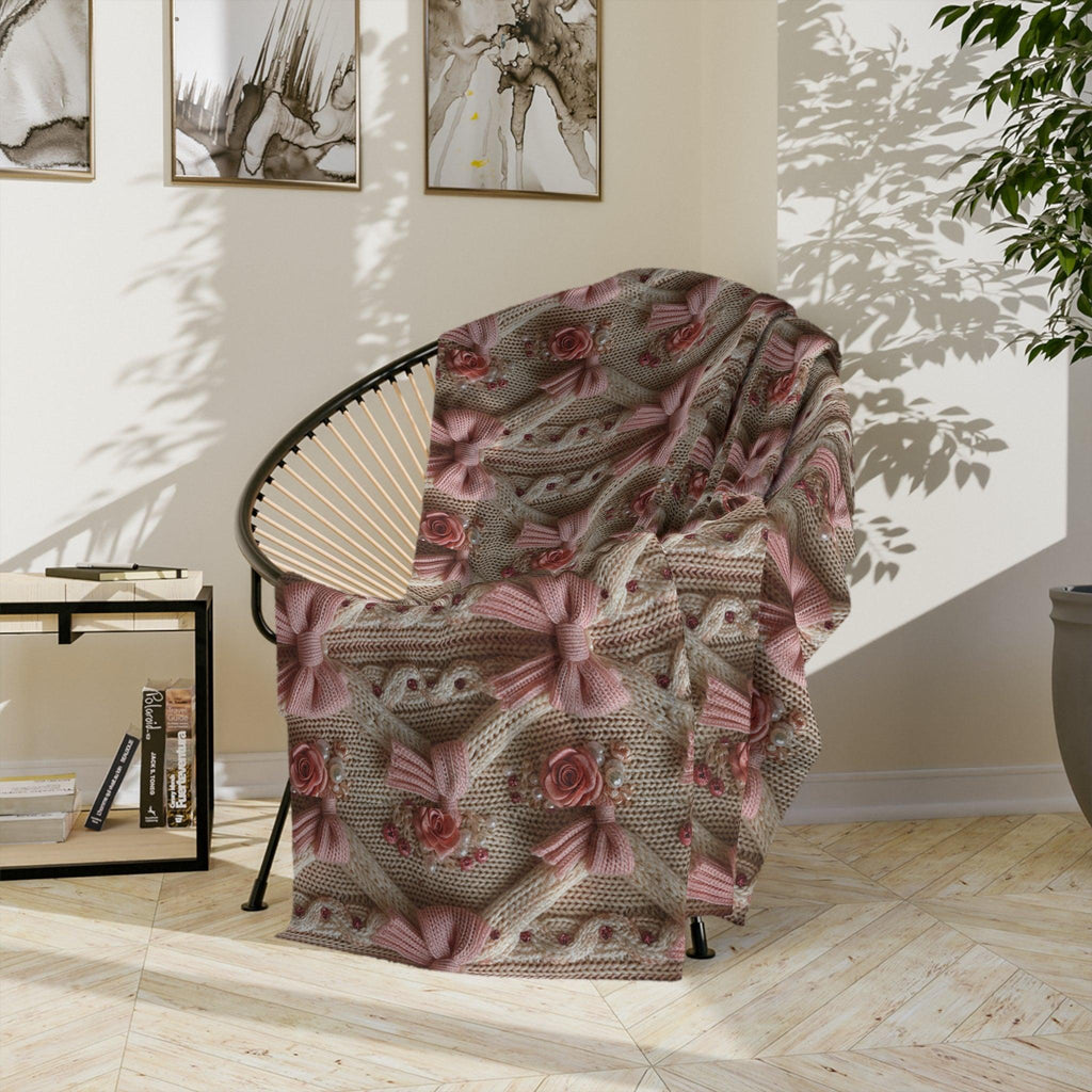 Pink Bow 3D Illusion Velveteen Microfiber Blanket Pink Dreams 3D Illusion Floral Velveteen Microfiber Blanket Luxurious Comfort Meets Enchanting Design Housewarming Gift Throw - MRSBYVALLE