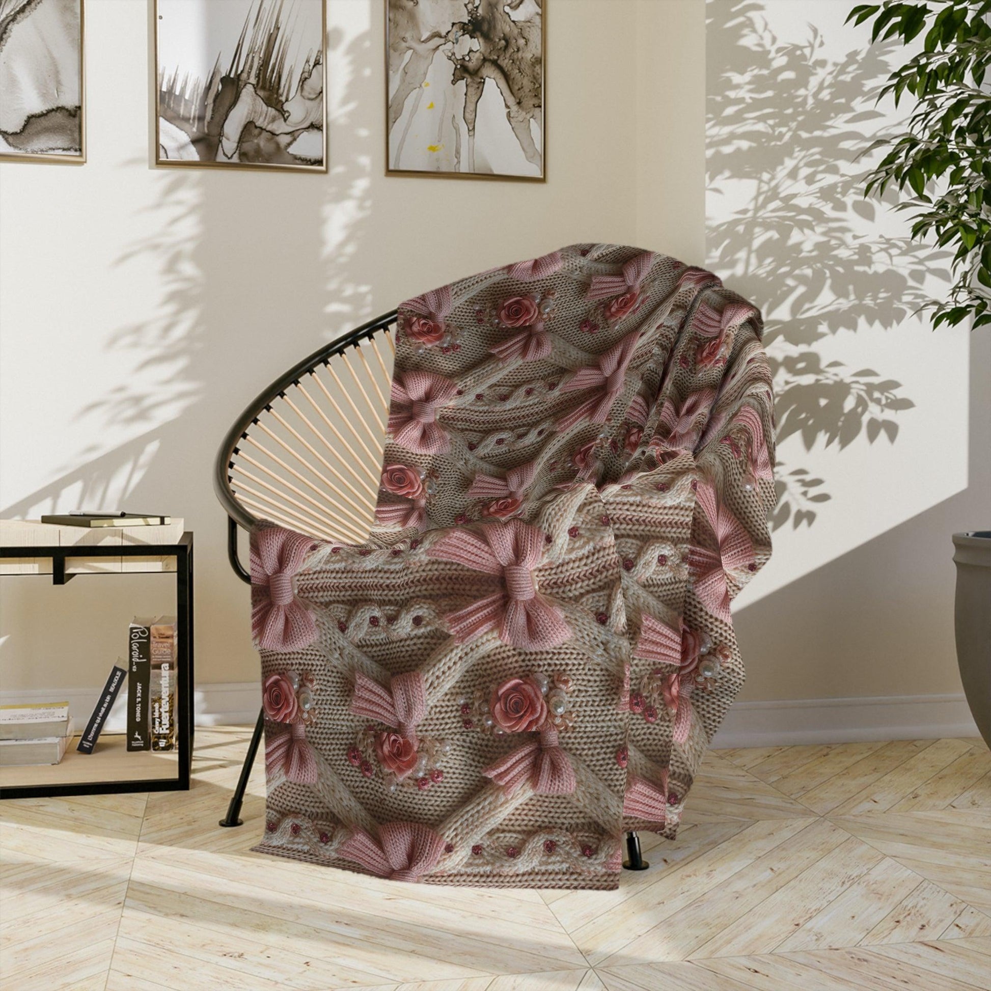 Pink Bow 3D Illusion Velveteen Microfiber Blanket Pink Dreams 3D Illusion Floral Velveteen Microfiber Blanket Luxurious Comfort Meets Enchanting Design Housewarming Gift Throw - MRSBYVALLE