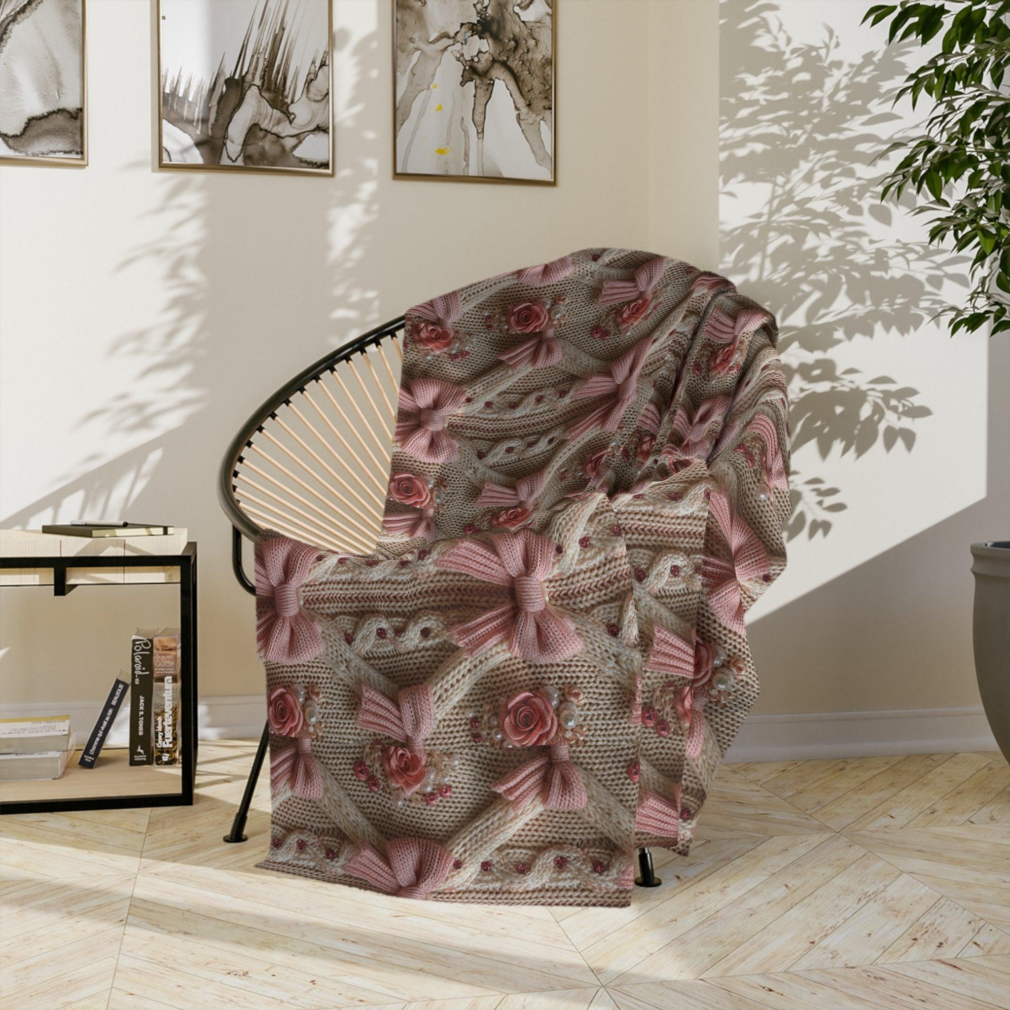 Pink Bow 3D Illusion Velveteen Microfiber Blanket Pink Dreams 3D Illusion Floral Velveteen Microfiber Blanket Luxurious Comfort Meets Enchanting Design Housewarming Gift Throw - MRSBYVALLE