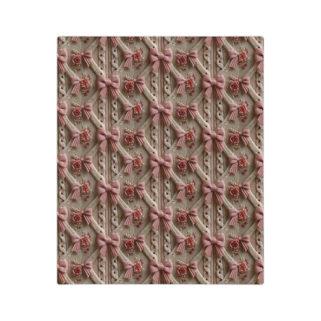 Pink Bow 3D Illusion Velveteen Microfiber Blanket Pink Dreams 3D Illusion Floral Velveteen Microfiber Blanket Luxurious Comfort Meets Enchanting Design Housewarming Gift Throw - MRSBYVALLE