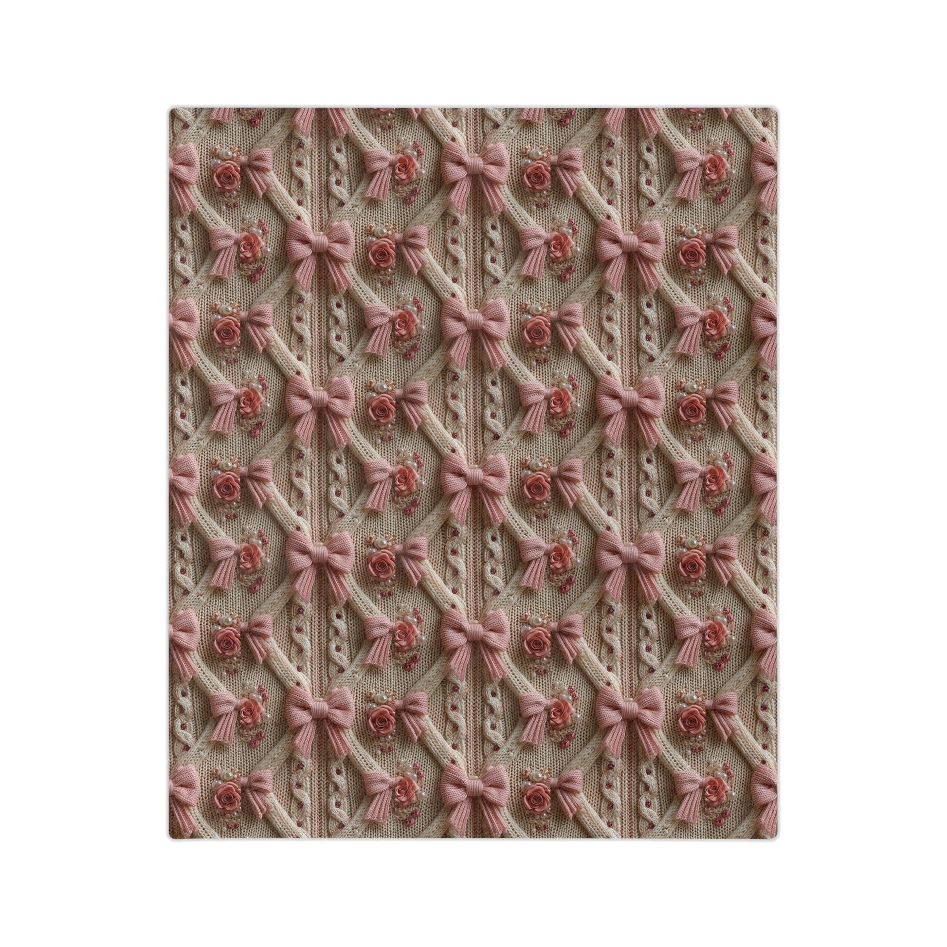 Pink Bow 3D Illusion Velveteen Microfiber Blanket Pink Dreams 3D Illusion Floral Velveteen Microfiber Blanket Luxurious Comfort Meets Enchanting Design Housewarming Gift Throw - MRSBYVALLE