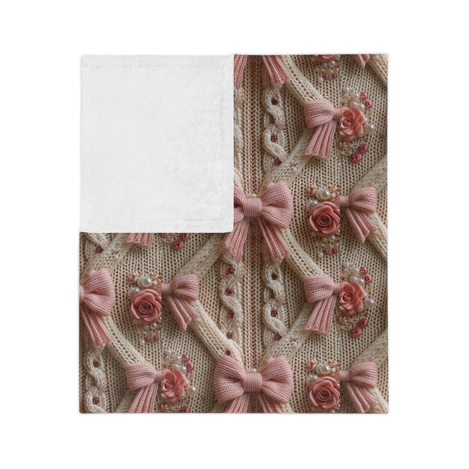 Pink Bow 3D Illusion Velveteen Microfiber Blanket Pink Dreams 3D Illusion Floral Velveteen Microfiber Blanket Luxurious Comfort Meets Enchanting Design Housewarming Gift Throw - MRSBYVALLE