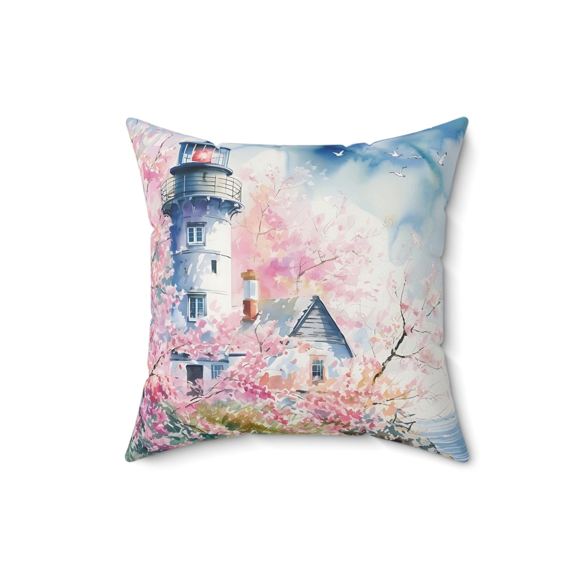 Pink Lighthouse Square Pillow Floral Elegance Wildflowers Square Pillow Wildflower Dreams Charm to Your Décor with This Stylish Accent Housewarming Gift New House - MRSBYVALLE