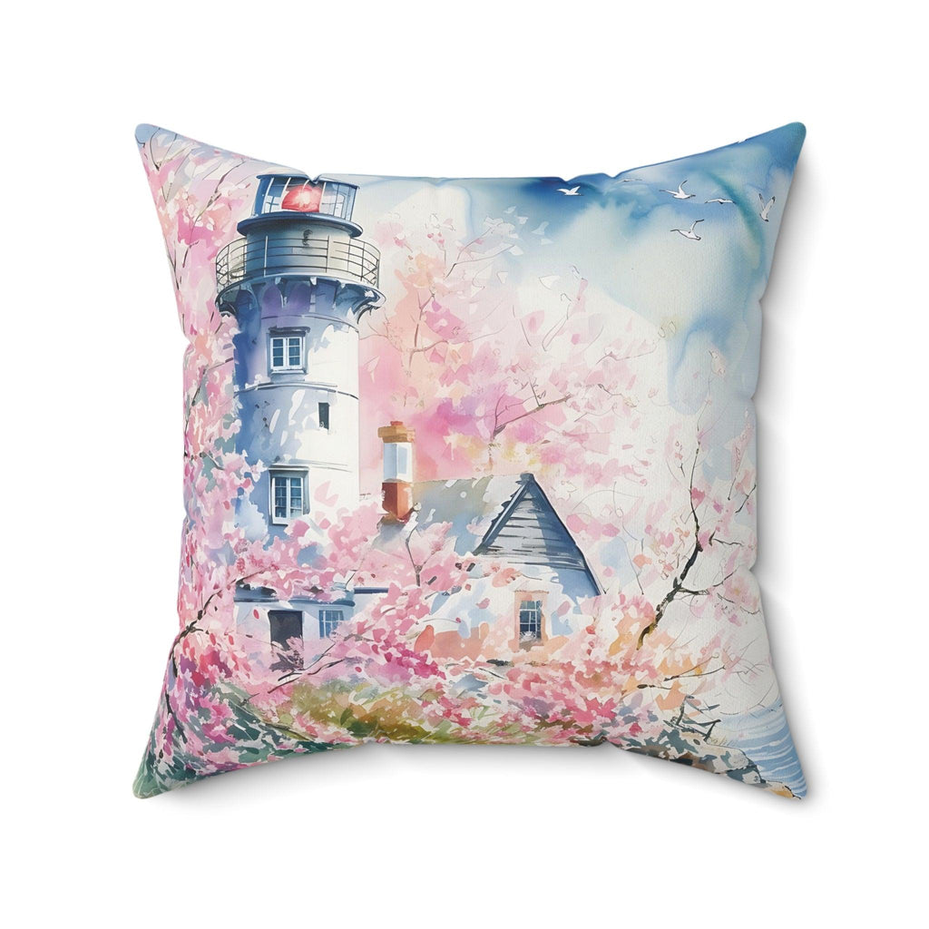 Pink Lighthouse Square Pillow Floral Elegance Wildflowers Square Pillow Wildflower Dreams Charm to Your Décor with This Stylish Accent Housewarming Gift New House - MRSBYVALLE