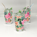 Pink Orange Watercolor Pastel Floral 16oz Pint Glass Gifts, Party Drinkware, Cocktail, Wedding Perfect for Parties Glassware, New House Gift - MRSBYVALLE