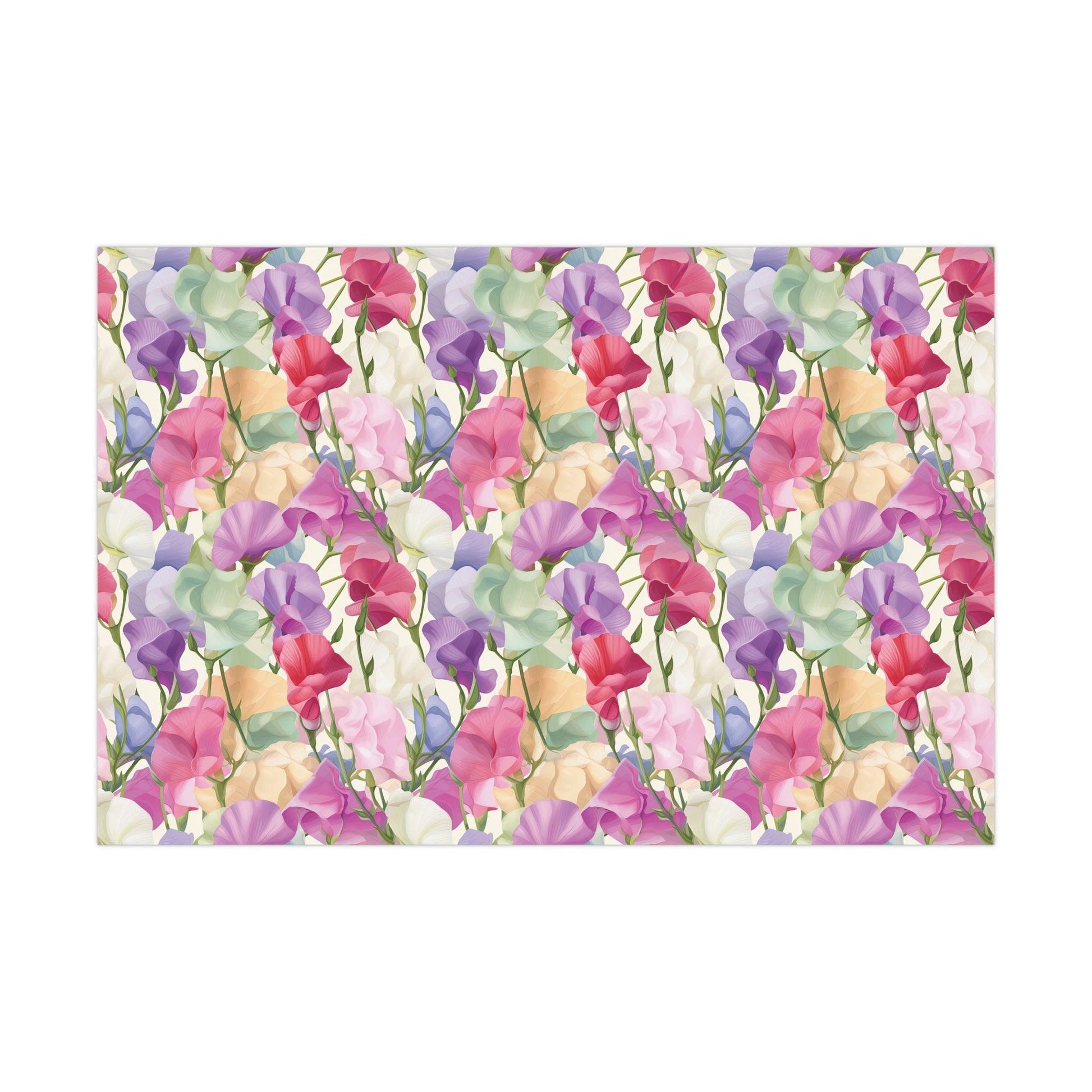 Pink Purple Blue BOHO 3D Illusion Wildflowers Gift Wrap it's Perfect for Weddings, Bridal & Baby Showers Eco-Friendly, Vibrant Design in Matte/Satin, All Occasion - MRSBYVALLE