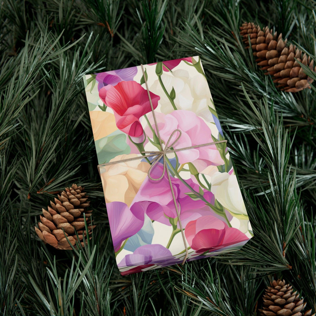 Pink Purple Blue BOHO 3D Illusion Wildflowers Gift Wrap it's Perfect for Weddings, Bridal & Baby Showers Eco-Friendly, Vibrant Design in Matte/Satin, All Occasion - MRSBYVALLE