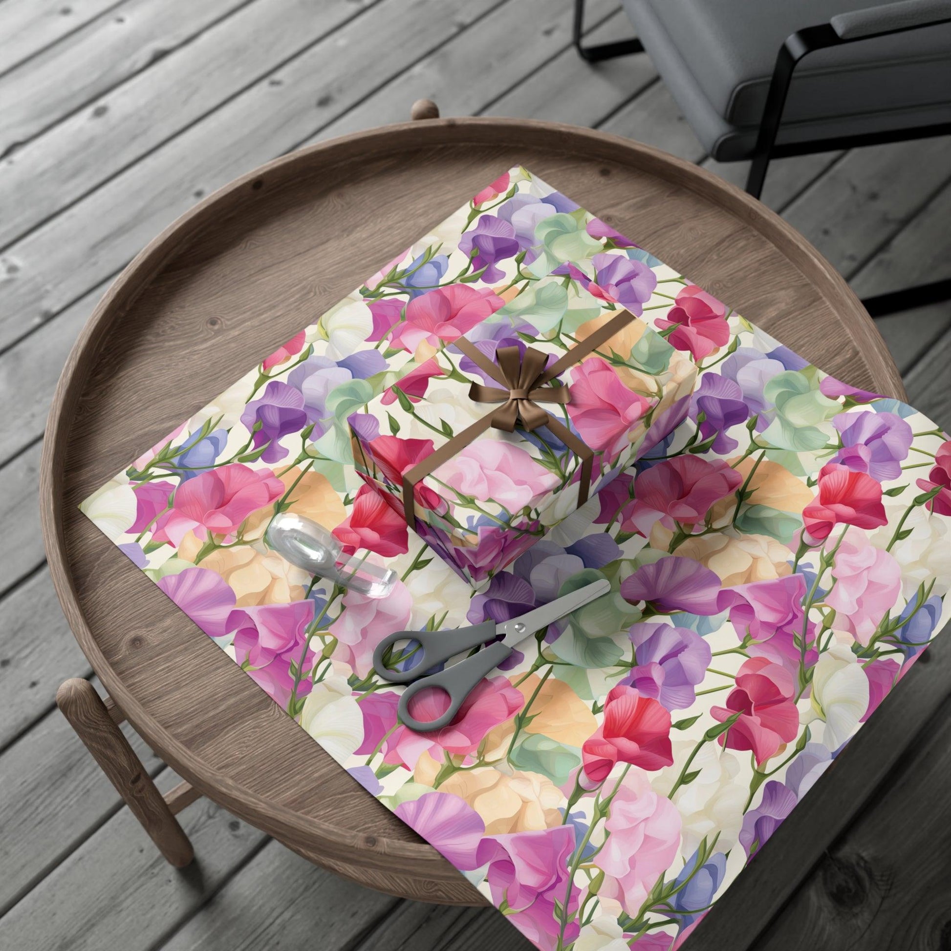 Pink Purple Blue BOHO 3D Illusion Wildflowers Gift Wrap it's Perfect for Weddings, Bridal & Baby Showers Eco-Friendly, Vibrant Design in Matte/Satin, All Occasion - MRSBYVALLE