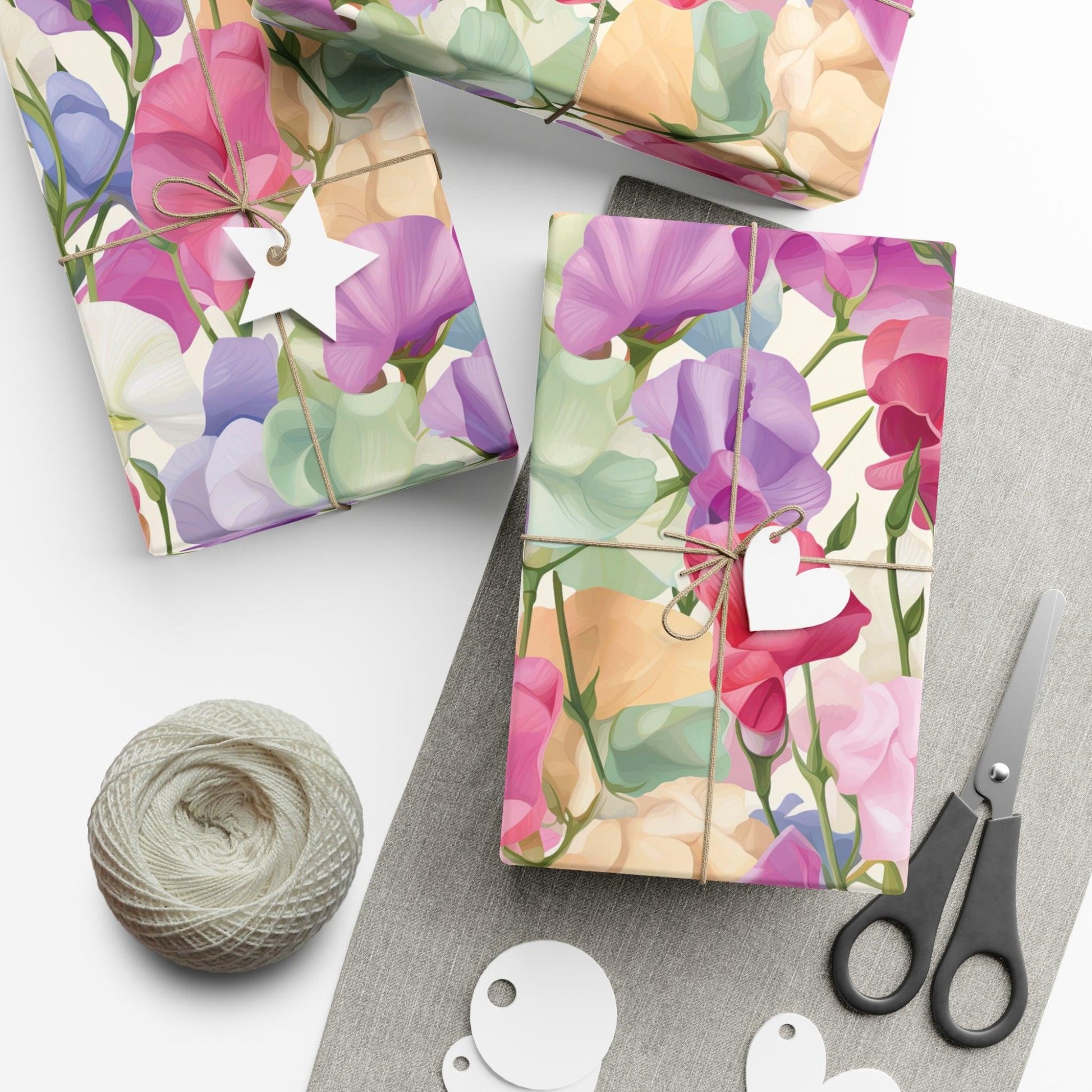 Pink Purple Blue BOHO 3D Illusion Wildflowers Gift Wrap it's Perfect for Weddings, Bridal & Baby Showers Eco-Friendly, Vibrant Design in Matte/Satin, All Occasion - MRSBYVALLE