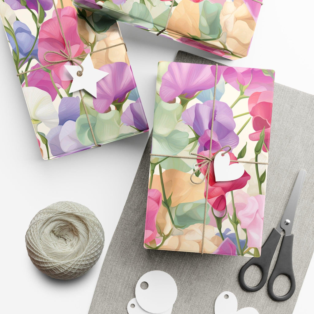 Pink Purple Blue BOHO 3D Illusion Wildflowers Gift Wrap it's Perfect for Weddings, Bridal & Baby Showers Eco-Friendly, Vibrant Design in Matte/Satin, All Occasion - MRSBYVALLE