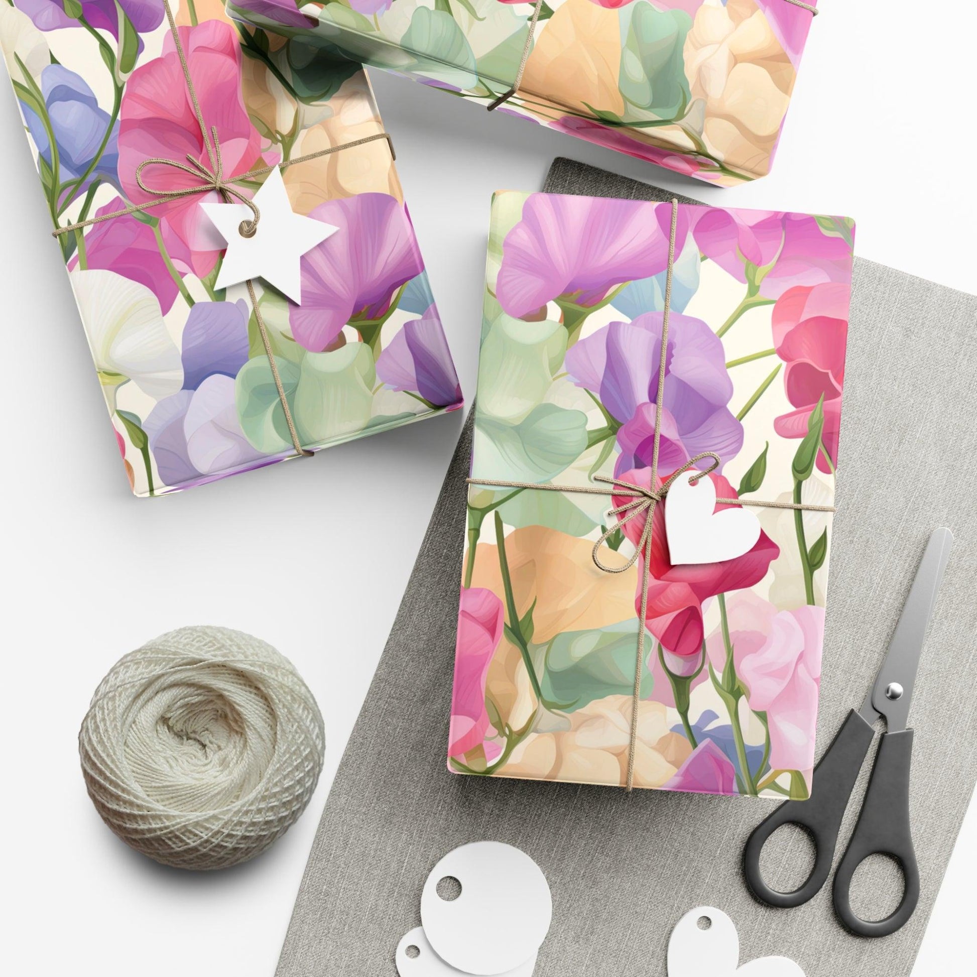 Pink Purple Blue BOHO 3D Illusion Wildflowers Gift Wrap it's Perfect for Weddings, Bridal & Baby Showers Eco-Friendly, Vibrant Design in Matte/Satin, All Occasion - MRSBYVALLE
