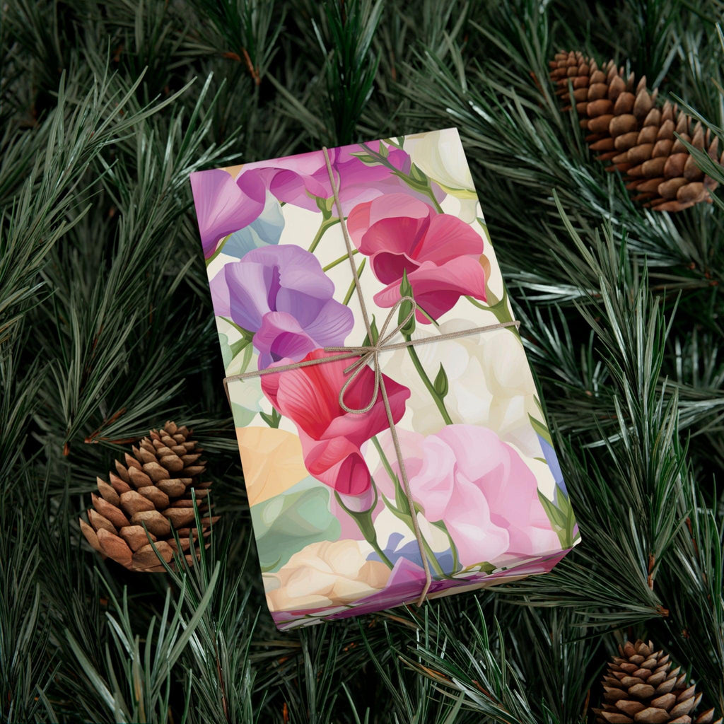 Pink Purple Blue BOHO 3D Illusion Wildflowers Gift Wrap it's Perfect for Weddings, Bridal & Baby Showers Eco-Friendly, Vibrant Design in Matte/Satin, All Occasion - MRSBYVALLE