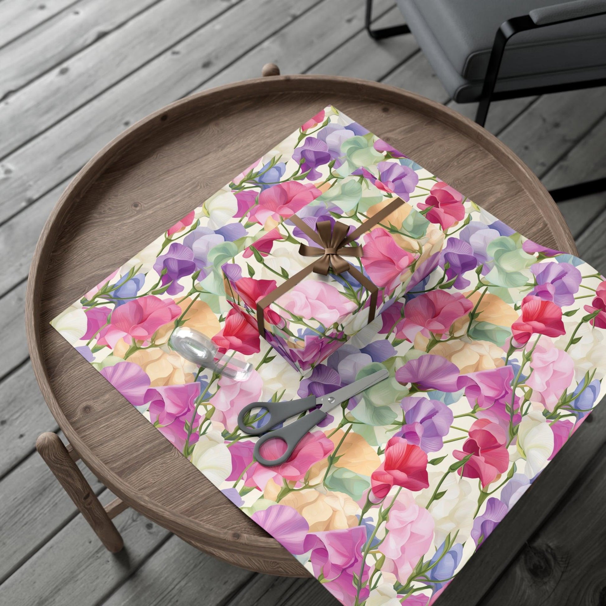 Pink Purple Blue BOHO 3D Illusion Wildflowers Gift Wrap it's Perfect for Weddings, Bridal & Baby Showers Eco-Friendly, Vibrant Design in Matte/Satin, All Occasion - MRSBYVALLE