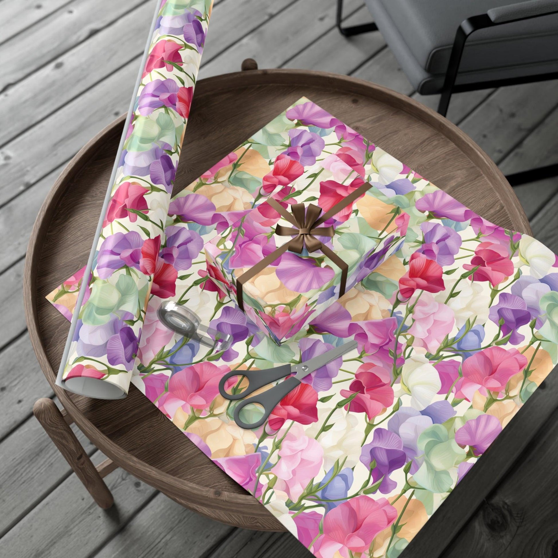 Pink Purple Blue BOHO 3D Illusion Wildflowers Gift Wrap it's Perfect for Weddings, Bridal & Baby Showers Eco-Friendly, Vibrant Design in Matte/Satin, All Occasion - MRSBYVALLE