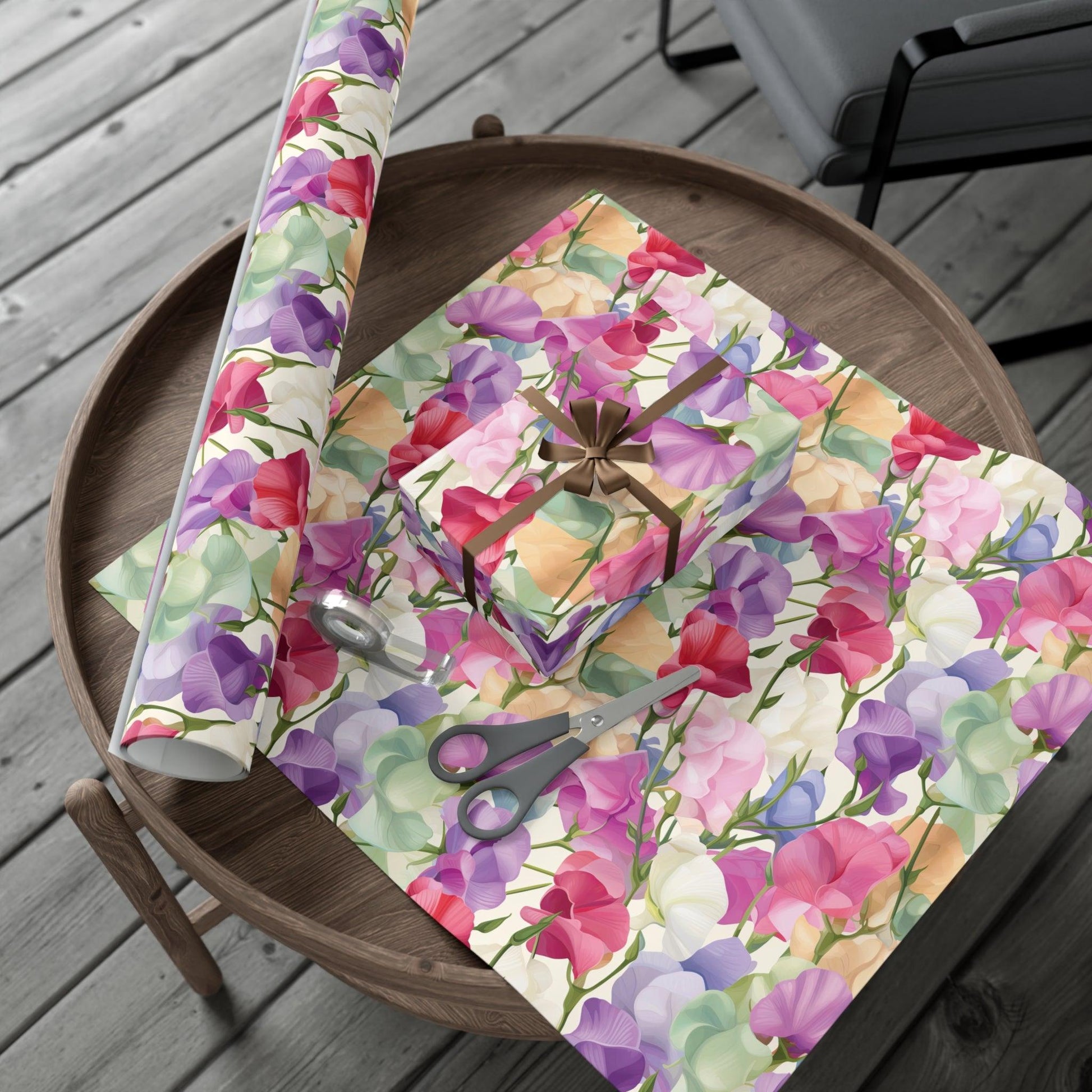 Pink Purple Blue BOHO 3D Illusion Wildflowers Gift Wrap it's Perfect for Weddings, Bridal & Baby Showers Eco-Friendly, Vibrant Design in Matte/Satin, All Occasion - MRSBYVALLE
