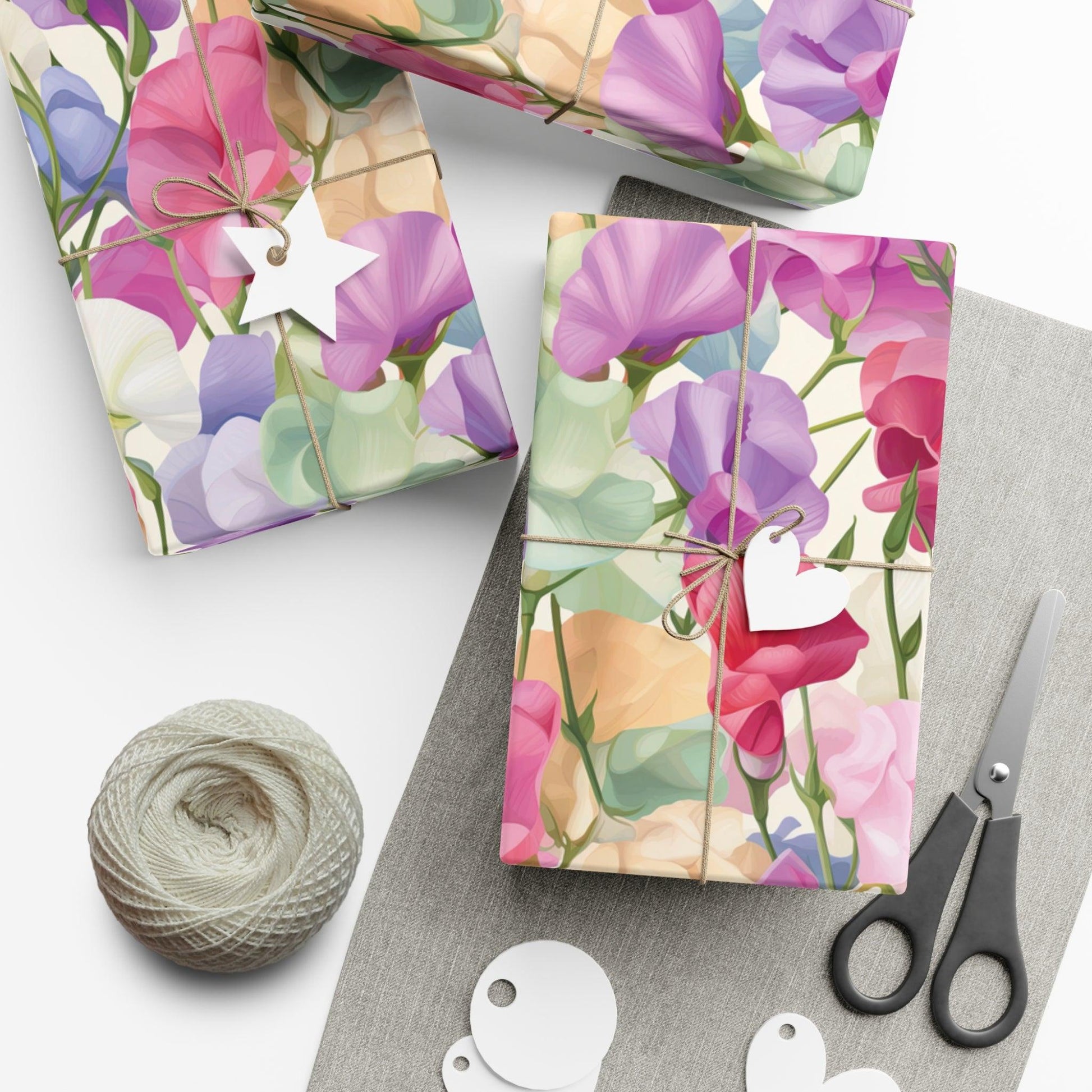 Pink Purple Blue BOHO 3D Illusion Wildflowers Gift Wrap it's Perfect for Weddings, Bridal & Baby Showers Eco-Friendly, Vibrant Design in Matte/Satin, All Occasion - MRSBYVALLE