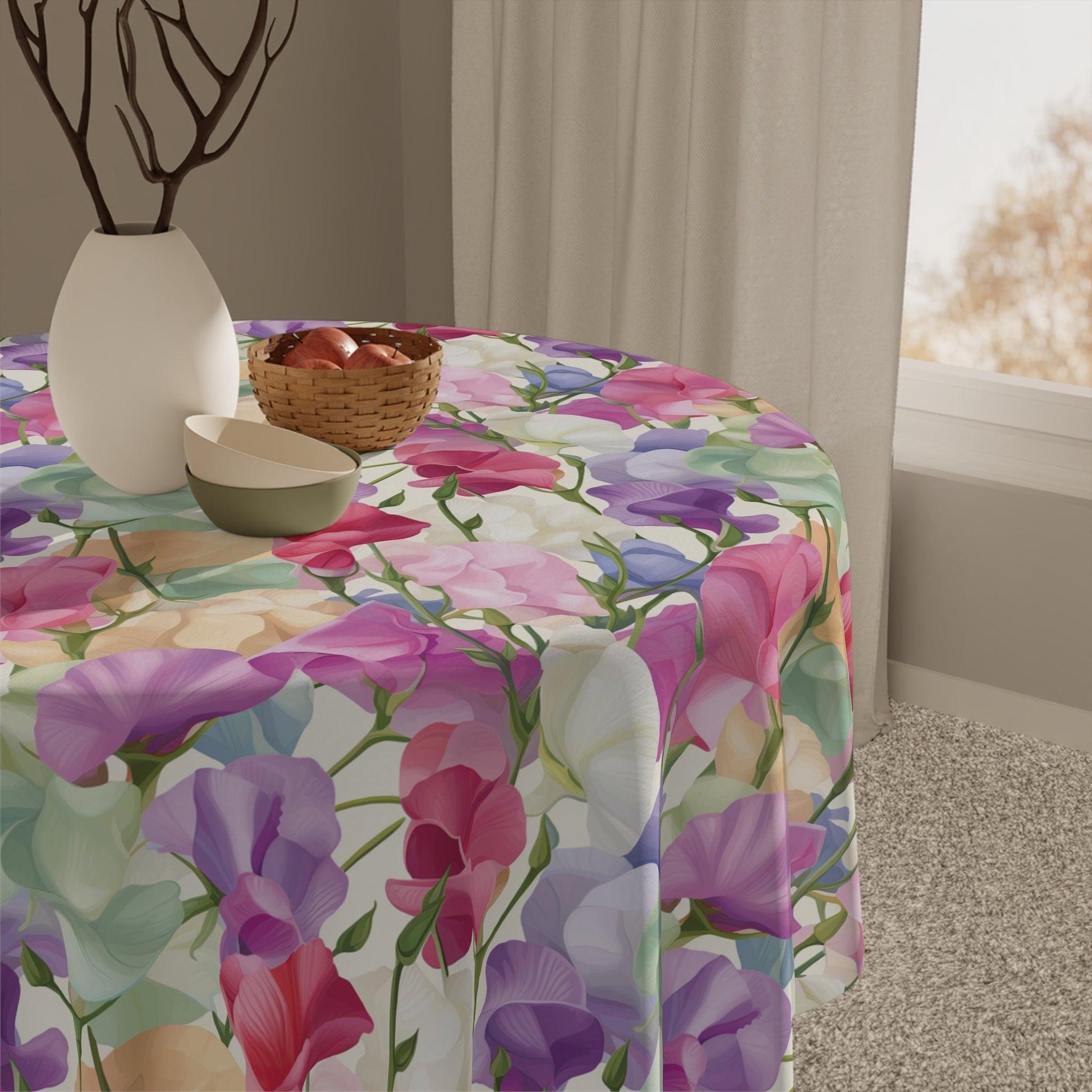 Pink Purple Blue Boho Chic Tablecloth Perfect for Adding a Botanical Touch to Any Dining Room, Kitchen Table or Outdoor Setting for Home, Weddings, Birthdays all Events Durable & Stylish for All Occasions - MRSBYVALLE