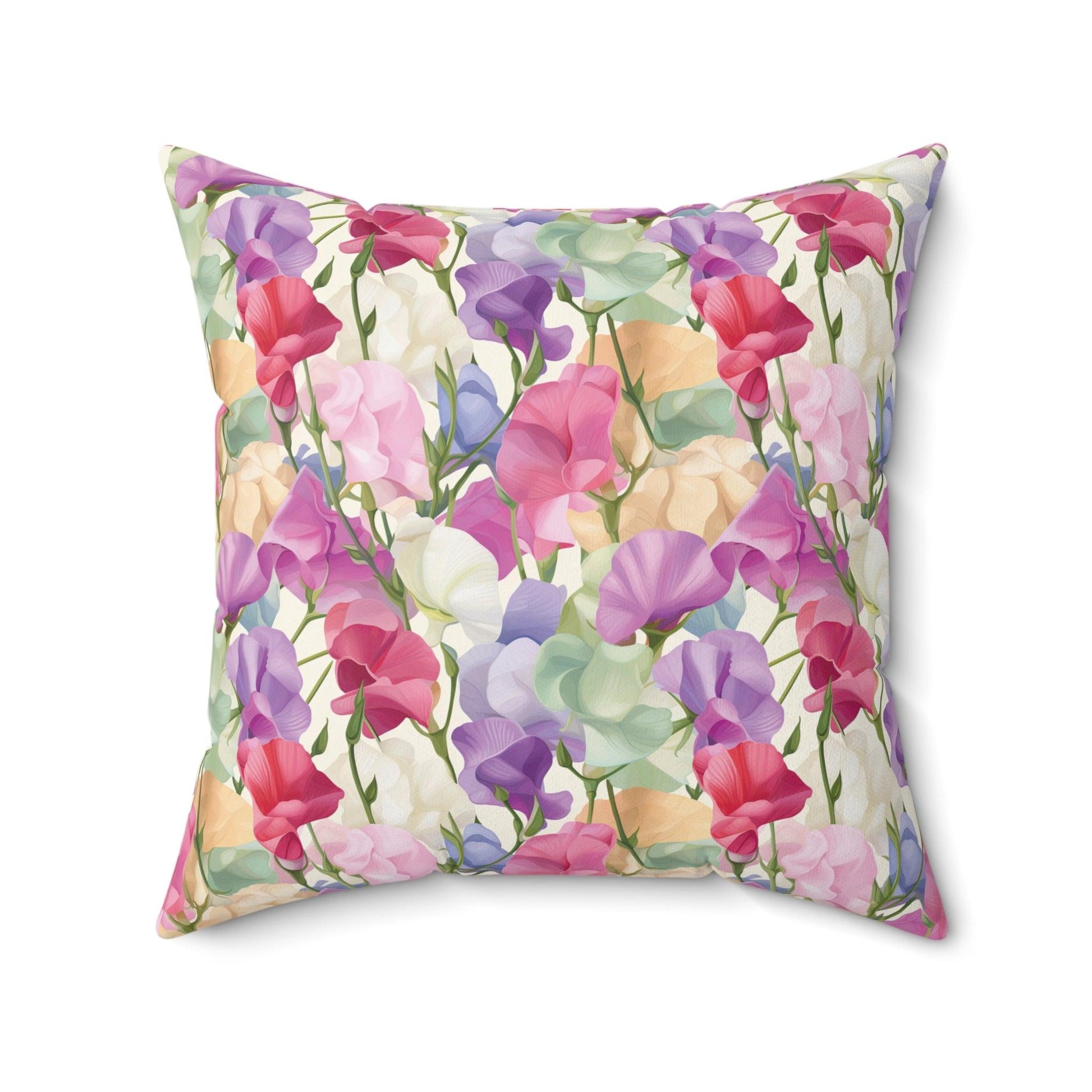 Pink, Purple Blue Boho Pink, Mint Green & Yellow Botanical Leaf Square Pillow Stylish Accent for Living Room, Bedroom or Outdoor Patio Decor Housewarming Gift New House, Bridal Shower Gift - MRSBYVALLE