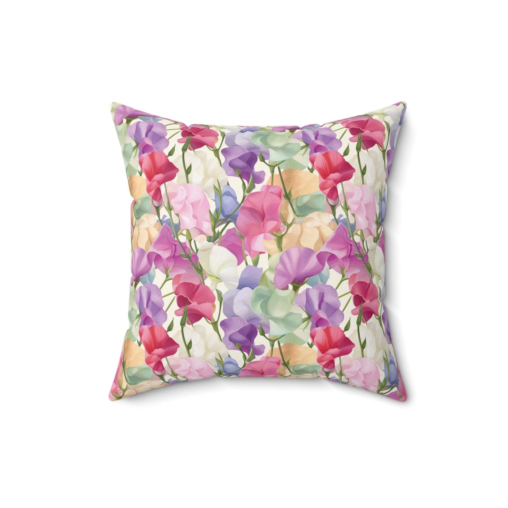 Pink, Purple Blue Boho Pink, Mint Green & Yellow Botanical Leaf Square Pillow Stylish Accent for Living Room, Bedroom or Outdoor Patio Decor Housewarming Gift New House, Bridal Shower Gift - MRSBYVALLE