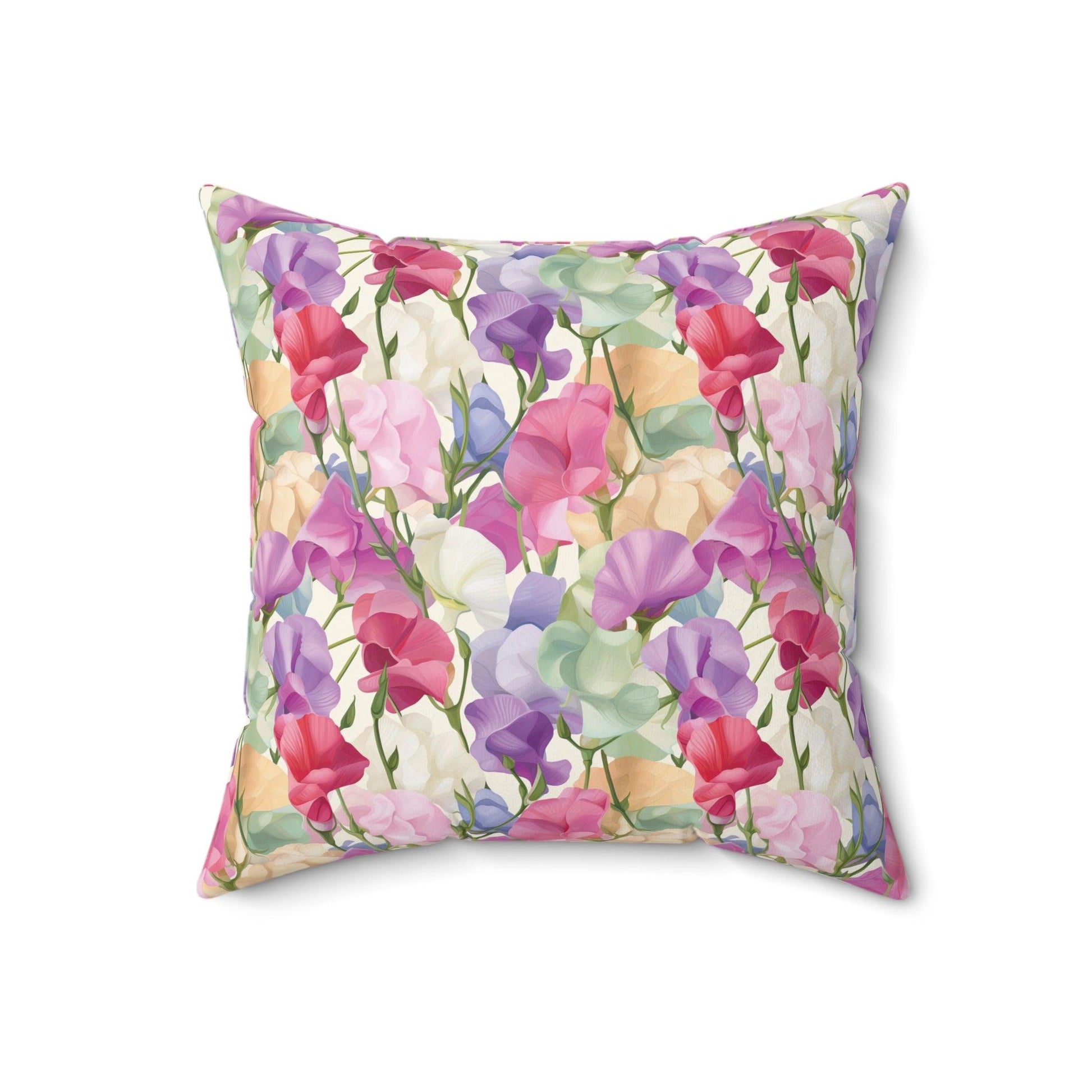 Pink, Purple Blue Boho Pink, Mint Green & Yellow Botanical Leaf Square Pillow Stylish Accent for Living Room, Bedroom or Outdoor Patio Decor Housewarming Gift New House, Bridal Shower Gift - MRSBYVALLE