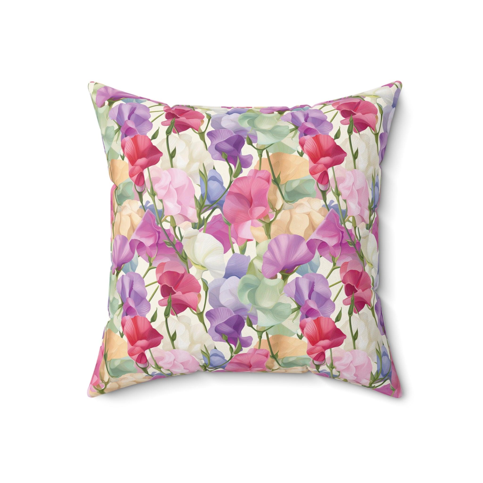 Pink, Purple Blue Boho Pink, Mint Green & Yellow Botanical Leaf Square Pillow Stylish Accent for Living Room, Bedroom or Outdoor Patio Decor Housewarming Gift New House, Bridal Shower Gift - MRSBYVALLE