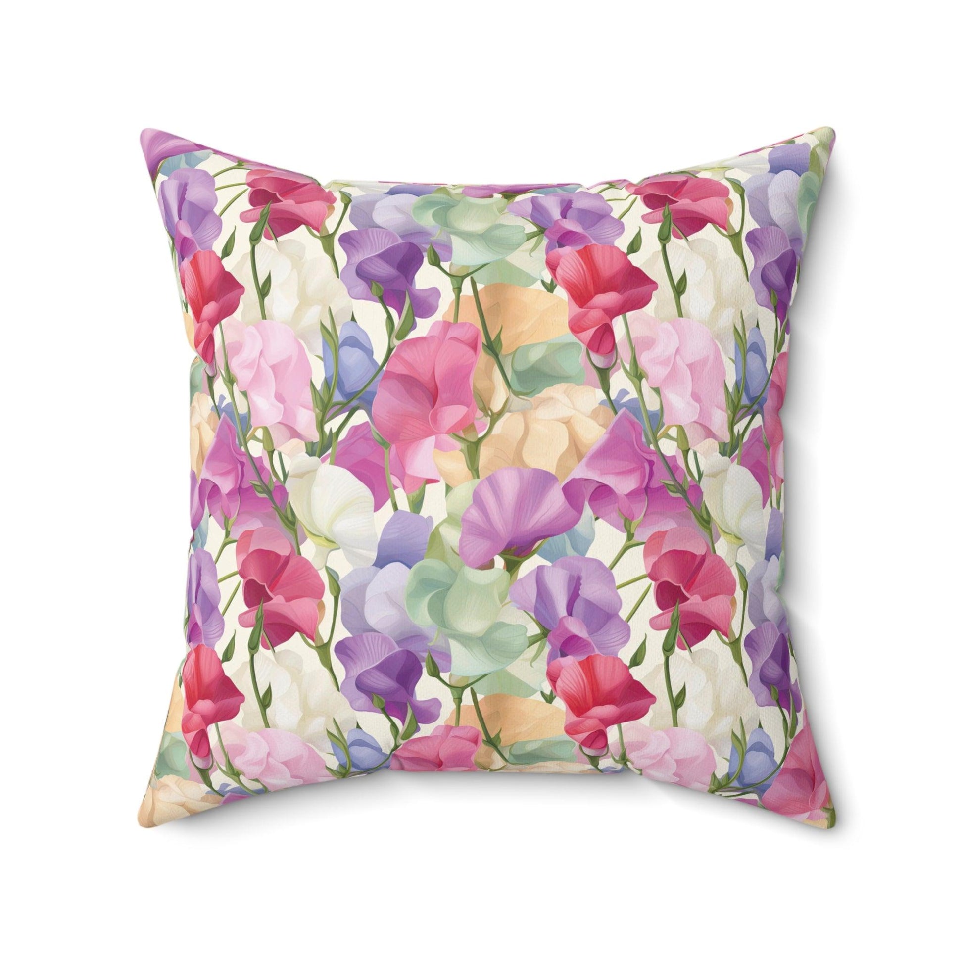 Pink, Purple Blue Boho Pink, Mint Green & Yellow Botanical Leaf Square Pillow Stylish Accent for Living Room, Bedroom or Outdoor Patio Decor Housewarming Gift New House, Bridal Shower Gift - MRSBYVALLE