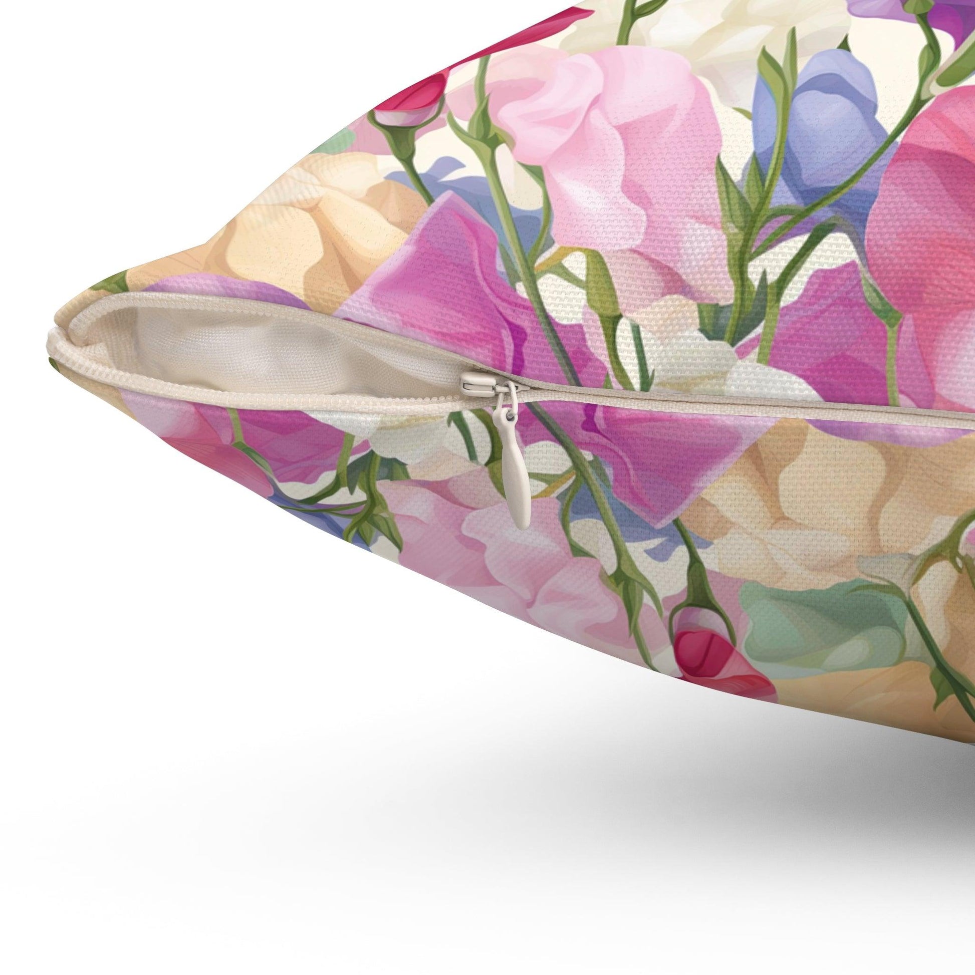 Pink, Purple Blue Boho Pink, Mint Green & Yellow Botanical Leaf Square Pillow Stylish Accent for Living Room, Bedroom or Outdoor Patio Decor Housewarming Gift New House, Bridal Shower Gift - MRSBYVALLE