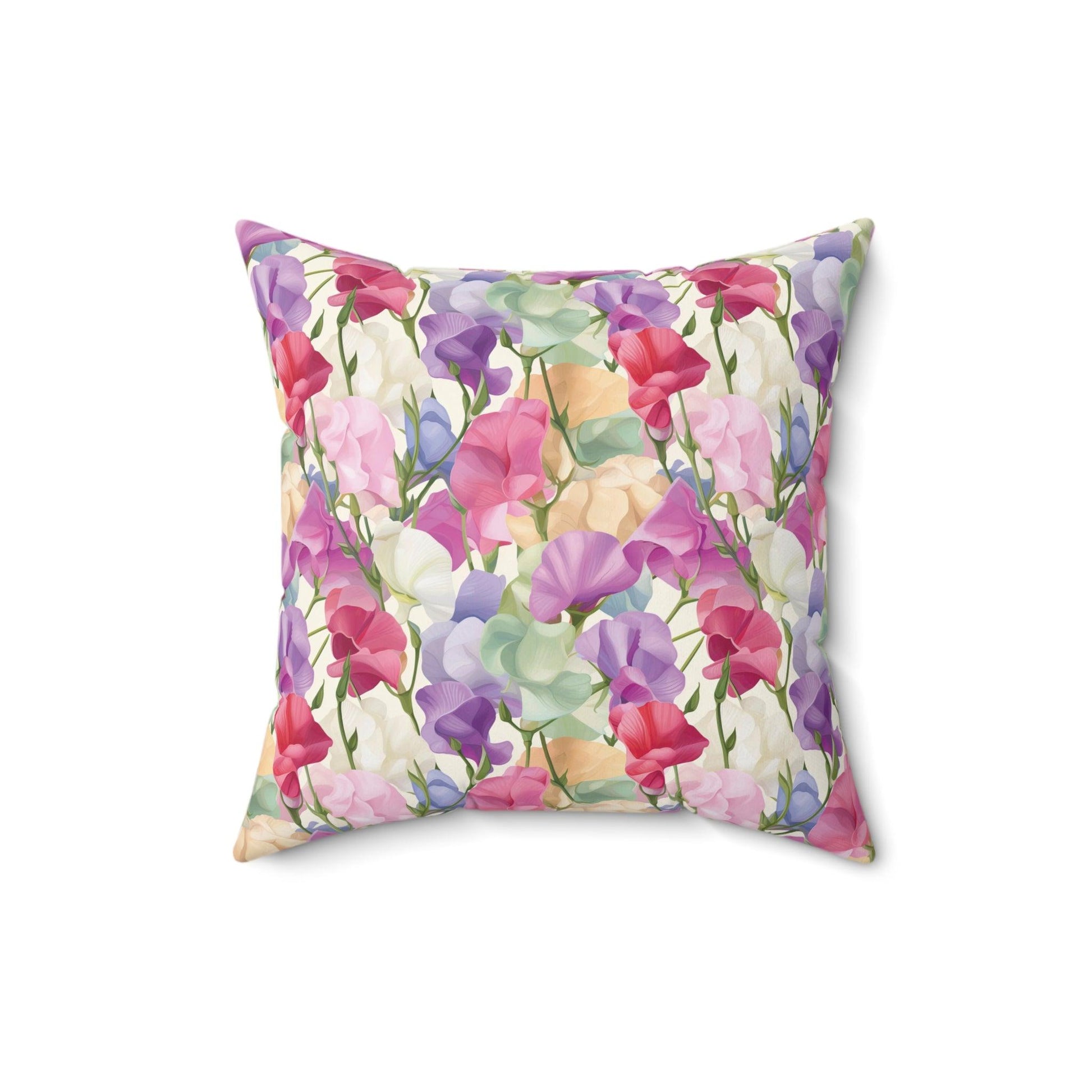 Pink, Purple Blue Boho Pink, Mint Green & Yellow Botanical Leaf Square Pillow Stylish Accent for Living Room, Bedroom or Outdoor Patio Decor Housewarming Gift New House, Bridal Shower Gift - MRSBYVALLE