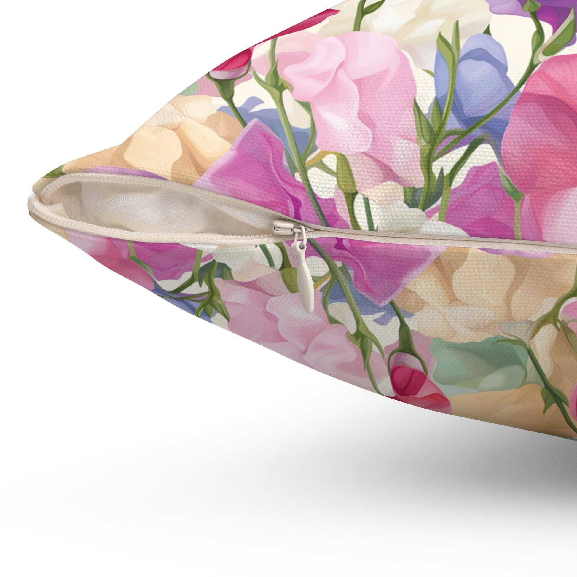 Pink, Purple Blue Boho Pink, Mint Green & Yellow Botanical Leaf Square Pillow Stylish Accent for Living Room, Bedroom or Outdoor Patio Decor Housewarming Gift New House, Bridal Shower Gift - MRSBYVALLE