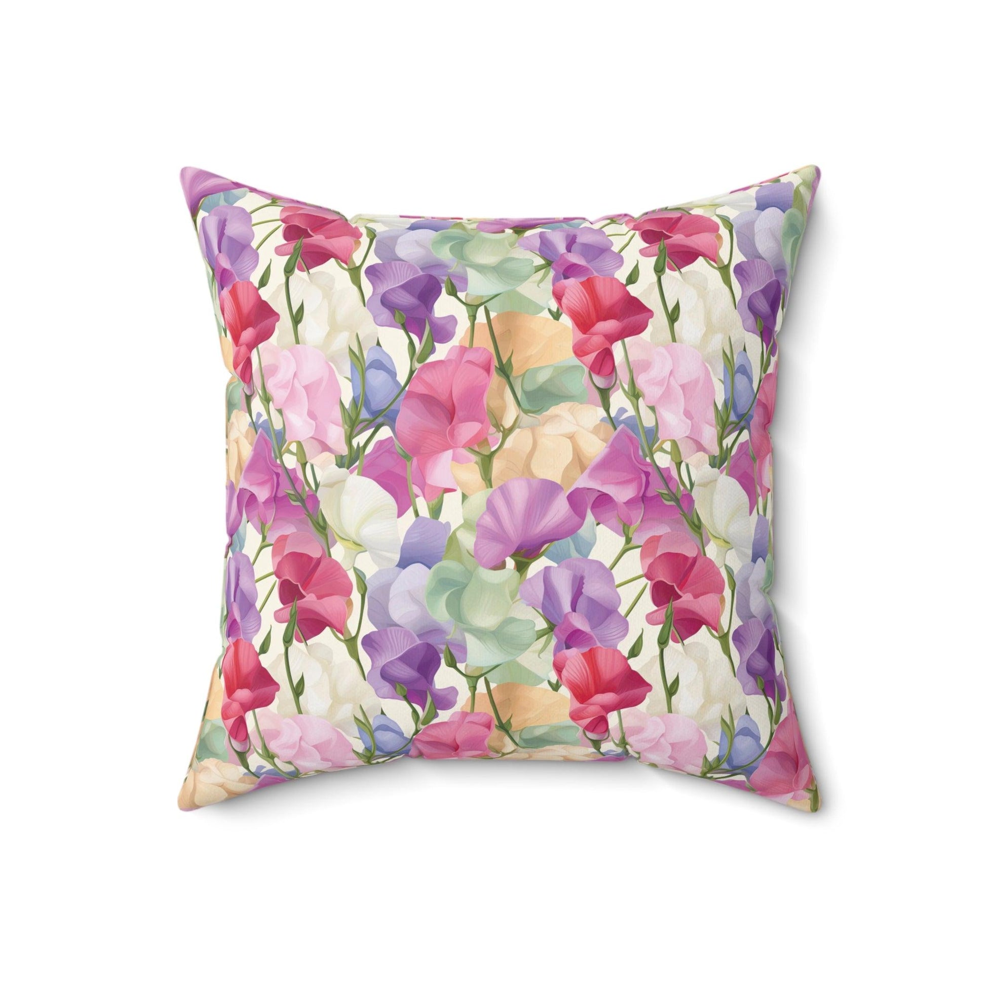Pink, Purple Blue Boho Pink, Mint Green & Yellow Botanical Leaf Square Pillow Stylish Accent for Living Room, Bedroom or Outdoor Patio Decor Housewarming Gift New House, Bridal Shower Gift - MRSBYVALLE