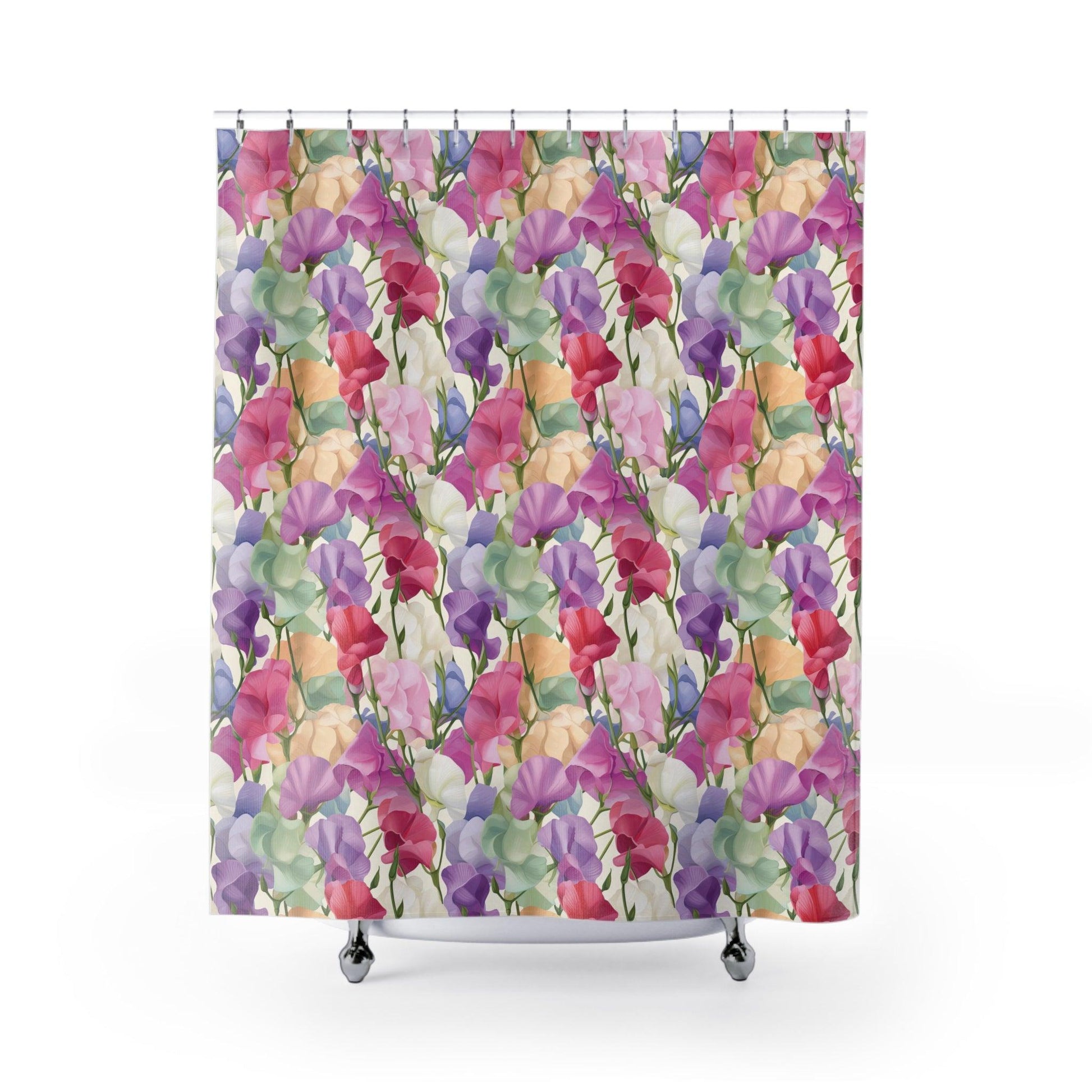 Pink Purple Blue Yellow Boho Chic Pastel Spring Colors Shower Curtain 71x74 Inches Nature-Inspired Oasis in Your Bathroom Housewarming New House Gift Newlywed Wedding Gift - MRSBYVALLE