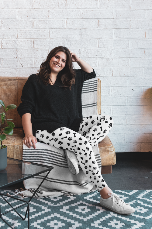 Comfy White Paw Print Women's Leggings Perfect Casual Pants for Everyday Wear, Yoga, and Lounging | Soft, Stylish, and Durable for Pet Lovers Perfect Gift Idea for Her – Available in Plus Sizes - MRSBYVALLE
