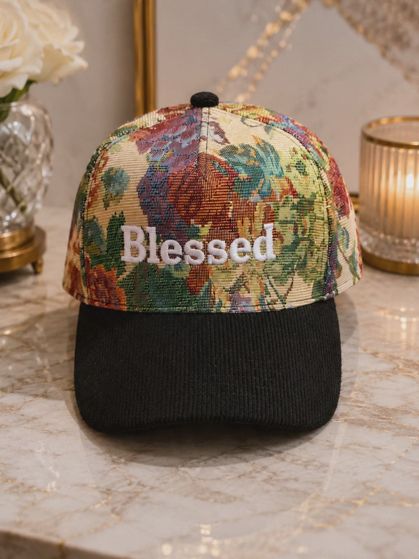 Blessed Floral Jacquard Cap with Corduroy Brim