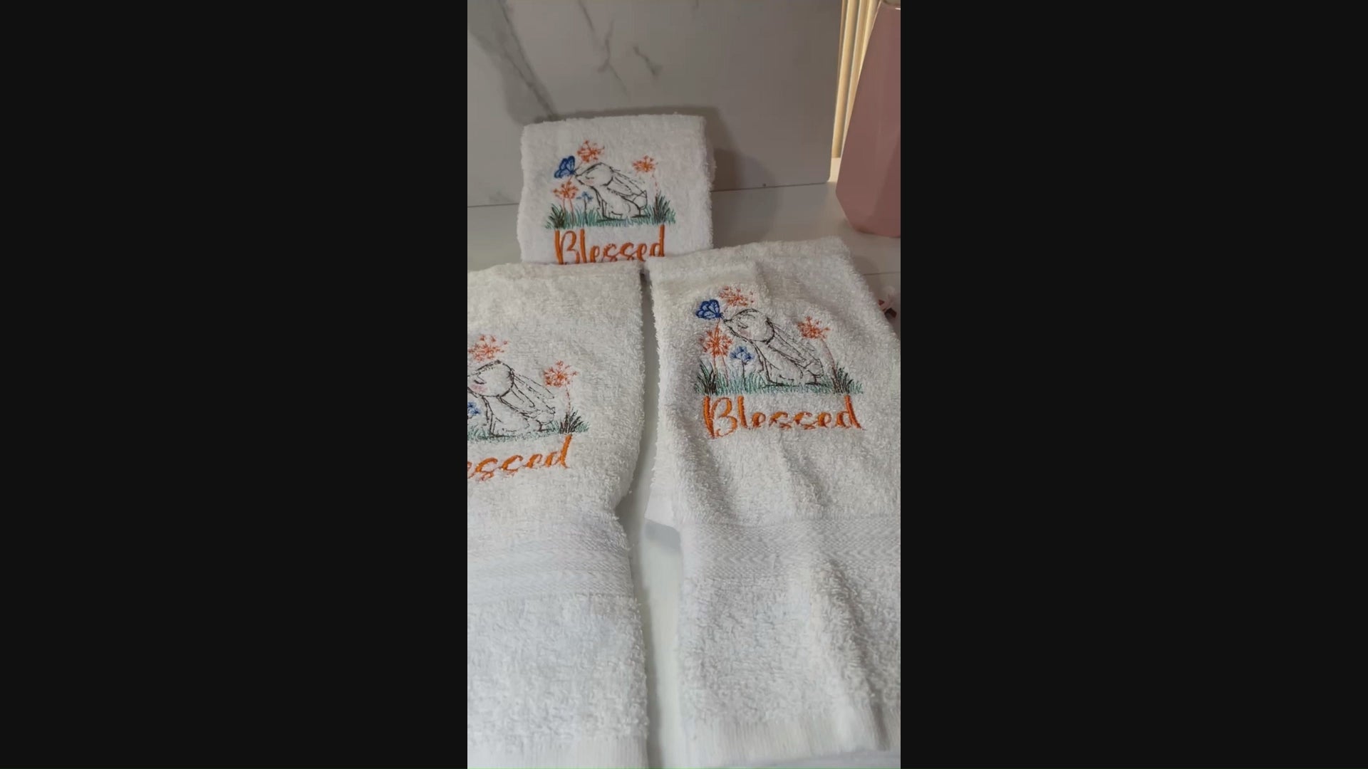 Spring Bunnies Embroidered Kitchen & Hand Towels – A Charming Touch for Your Home!