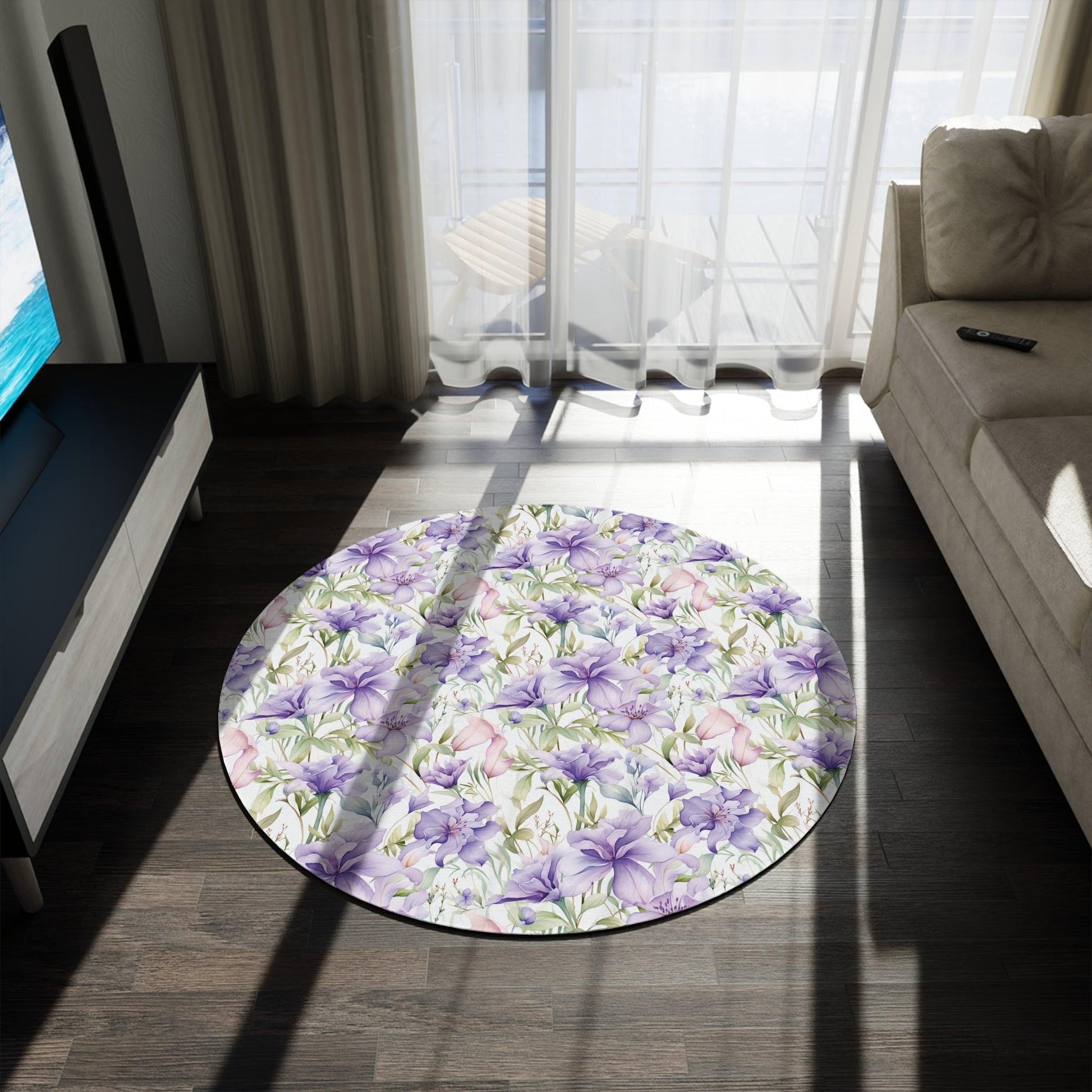 Purple and Pink Pastel Round Rug Touch of Whimsical Charm to Your Home Decor, Housewarming Gift Newlywed New House Rug Interior Designer - MRSBYVALLE