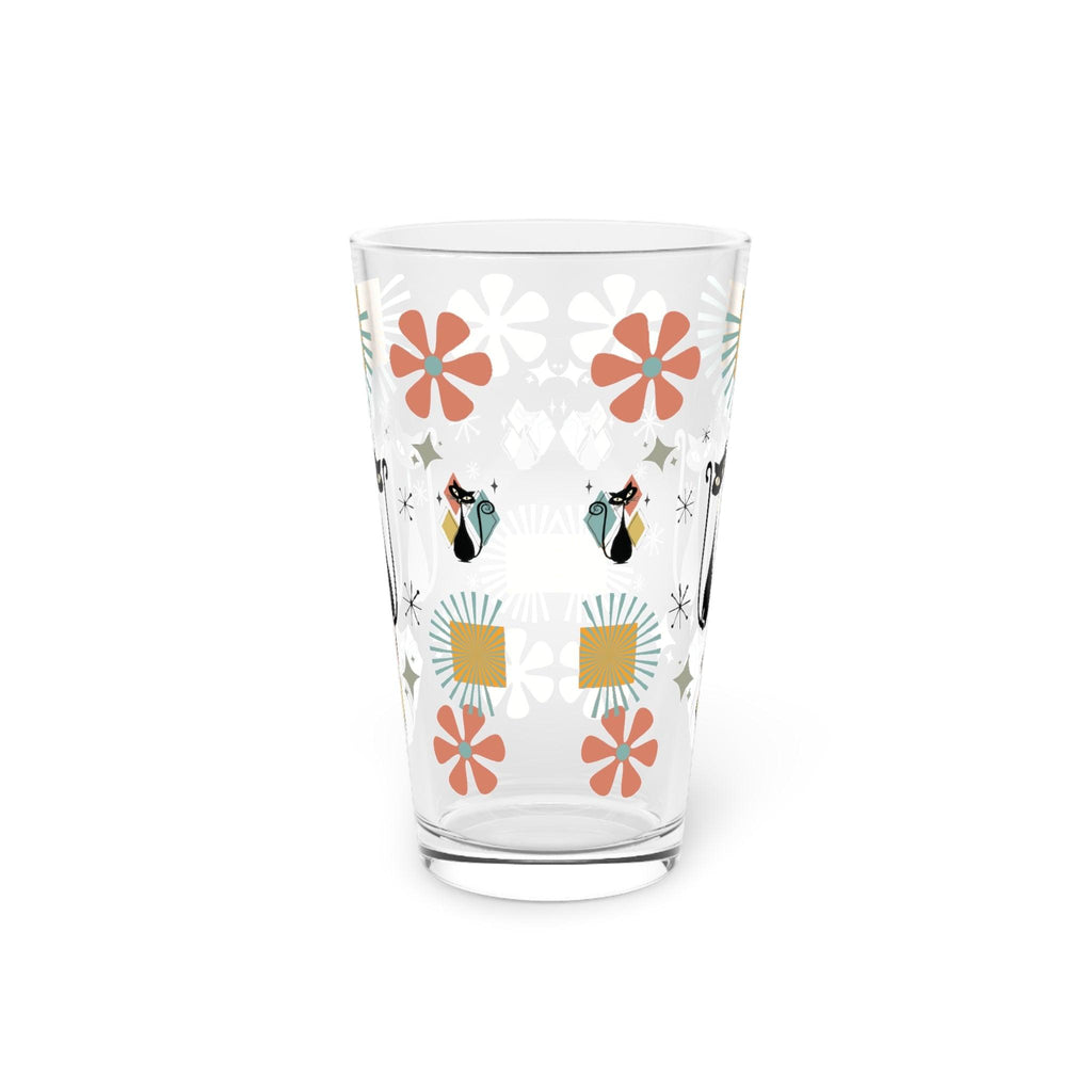 Retro Atomic Cat 16oz Pint Glass Kitschy Cat Pint Glass for Every Sip Atomic Cat Art Gifts, Party Drinkware, Cocktail Pint Glass Mother's Day - MRSBYVALLE