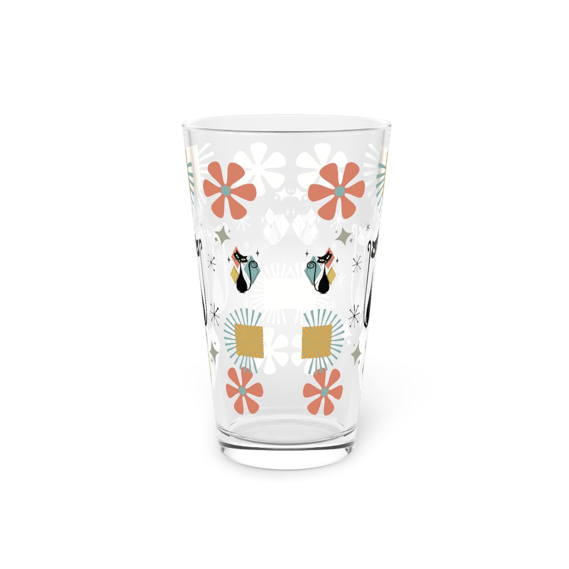 Retro Atomic Cat 16oz Pint Glass Kitschy Cat Pint Glass for Every Sip Atomic Cat Art Gifts, Party Drinkware, Cocktail Pint Glass Mother's Day - MRSBYVALLE