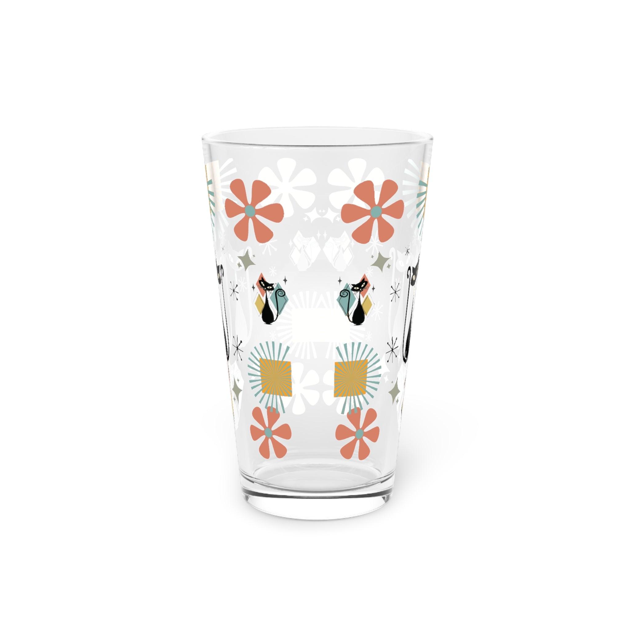 Retro Atomic Cat 16oz Pint Glass Kitschy Cat Pint Glass for Every Sip Atomic Cat Art Gifts, Party Drinkware, Cocktail Pint Glass Mother's Day - MRSBYVALLE