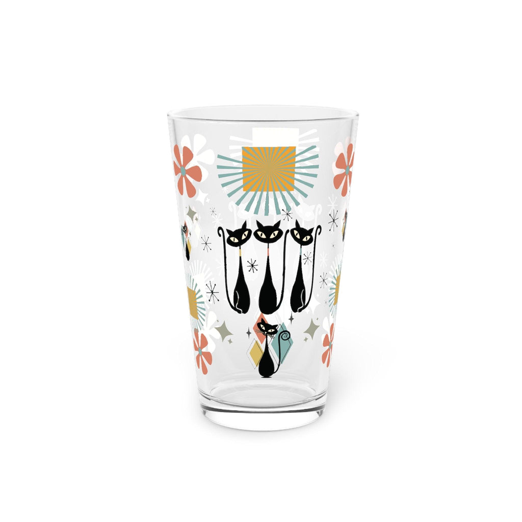 Retro Atomic Cat 16oz Pint Glass Kitschy Cat Pint Glass for Every Sip Atomic Cat Art Gifts, Party Drinkware, Cocktail Pint Glass Mother's Day - MRSBYVALLE