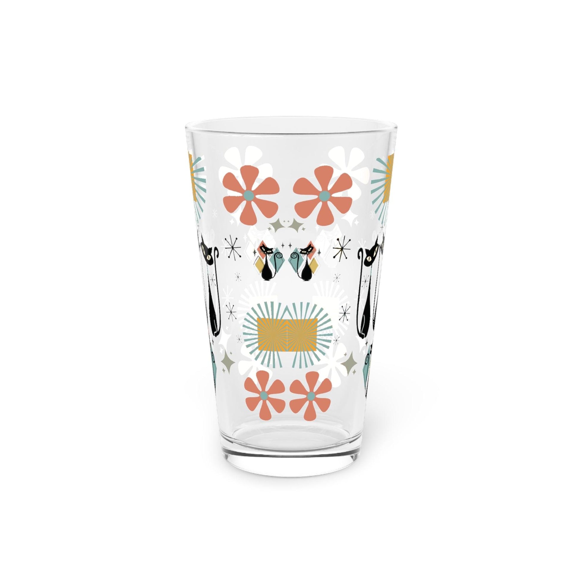 Retro Atomic Cat 16oz Pint Glass Kitschy Cat Pint Glass for Every Sip Atomic Cat Art Gifts, Party Drinkware, Cocktail Pint Glass Mother's Day - MRSBYVALLE