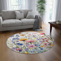 Round Rug Wildflower Touch of Whimsical Nature's Bloom Charm to Your Home Decor, Housewarming Gift Newlywed New House Rug - MRSBYVALLE