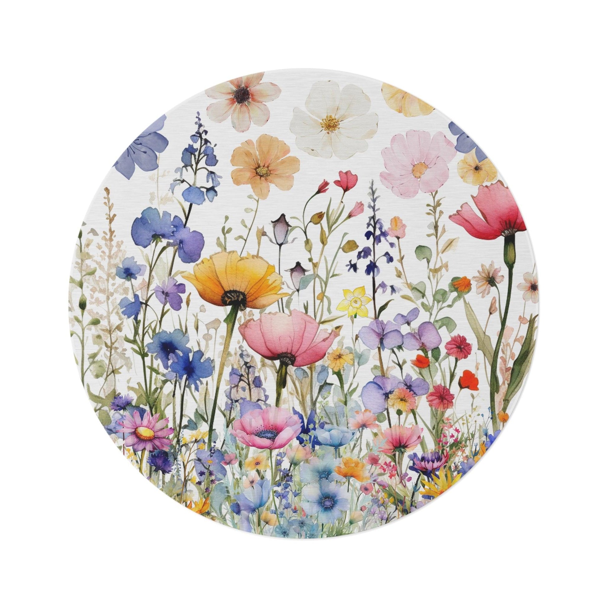 Round Rug Wildflower Touch of Whimsical Nature's Bloom Charm to Your Home Decor, Housewarming Gift Newlywed New House Rug - MRSBYVALLE